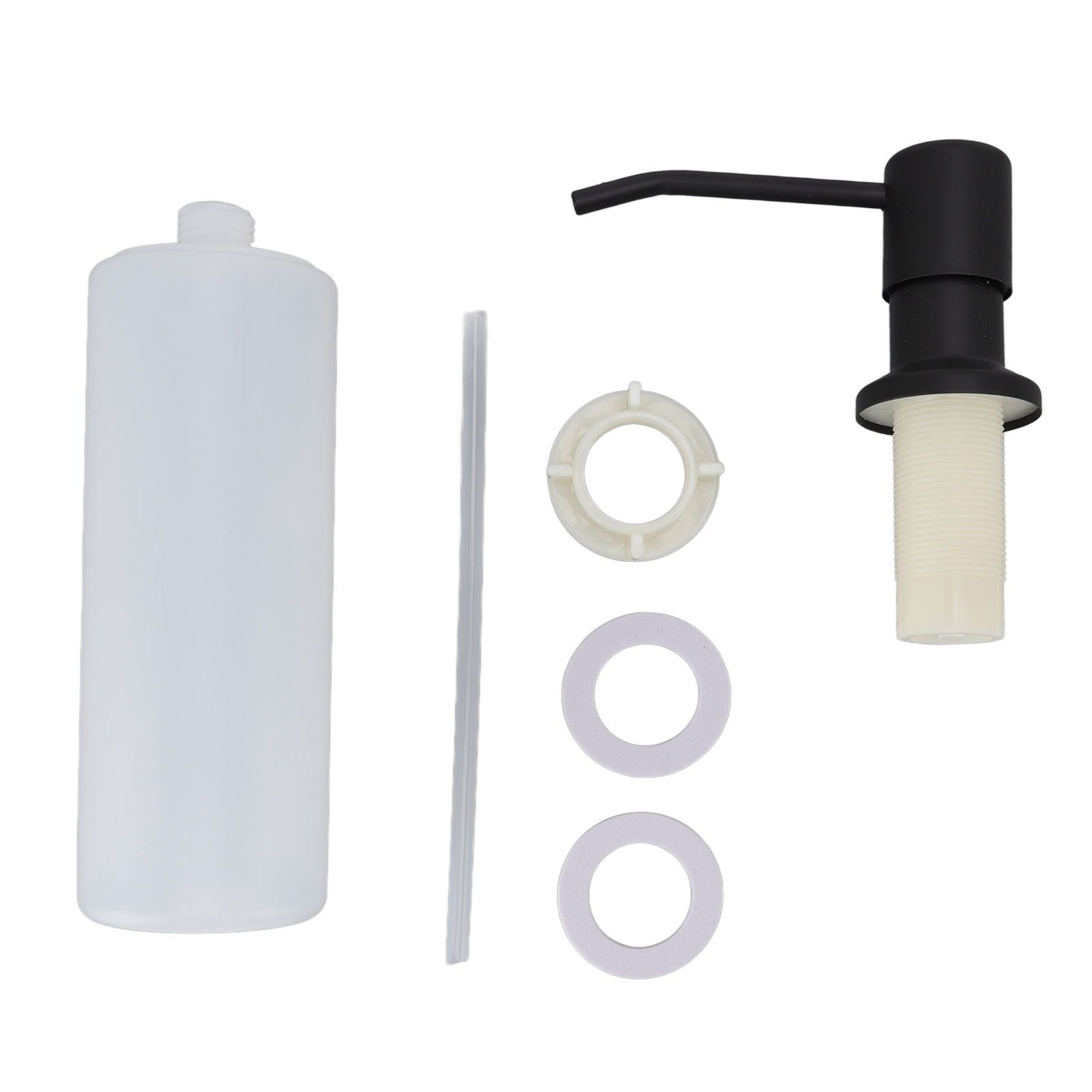 300ml Kitchen Sink Soap Dispenser Stainless Steel 360° Rotation Multifunctional Soap Dispenser for Kitchen Black - Image 1
