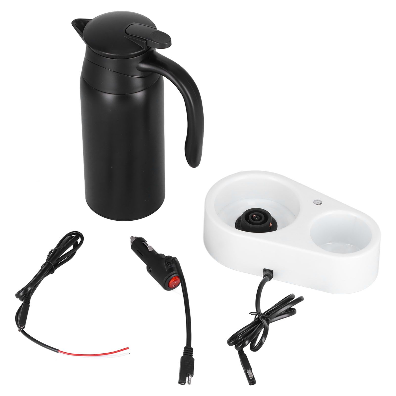 800ml Portable Electric Car Kettles Car Water Dispenser with White Base Silicone Sealing Ring Cover for Travel Boil WaterBlack - Image 4