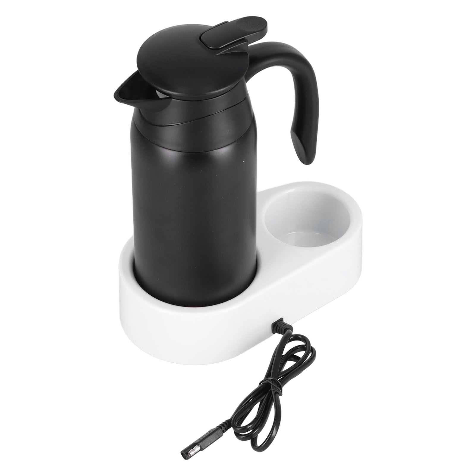 800ml Portable Electric Car Kettles Car Water Dispenser with White Base Silicone Sealing Ring Cover for Travel Boil WaterBlack - Image 6