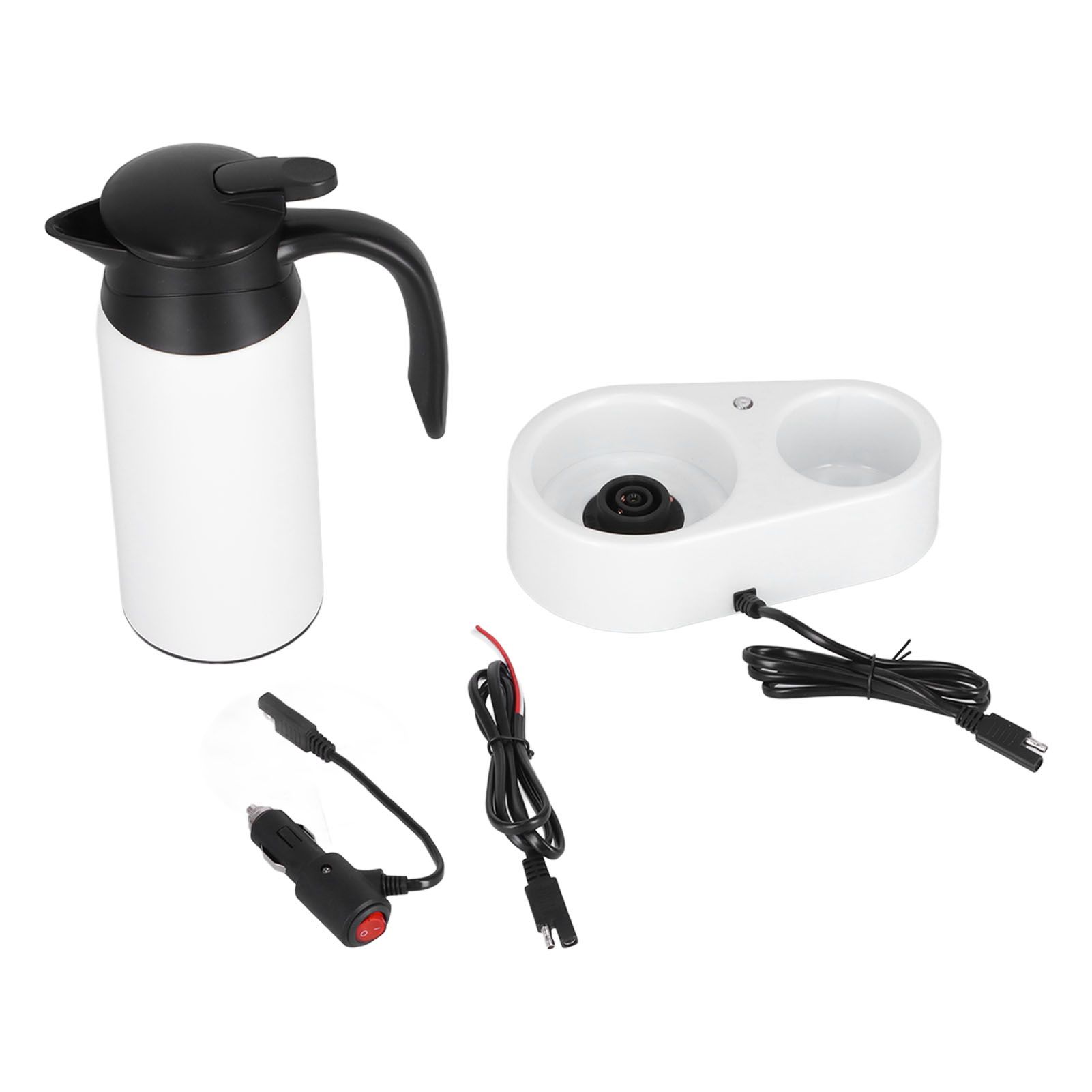 800ml Portable Electric Car Kettles Car Water Dispenser with White Base Silicone Sealing Ring Cover for Travel Boil WaterWhite - Image 3