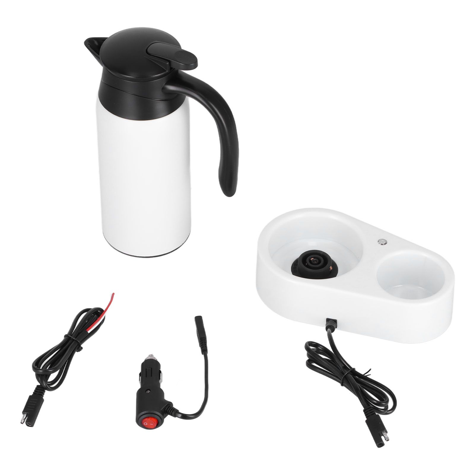 800ml Portable Electric Car Kettles Car Water Dispenser with White Base Silicone Sealing Ring Cover for Travel Boil WaterWhite - Image 4