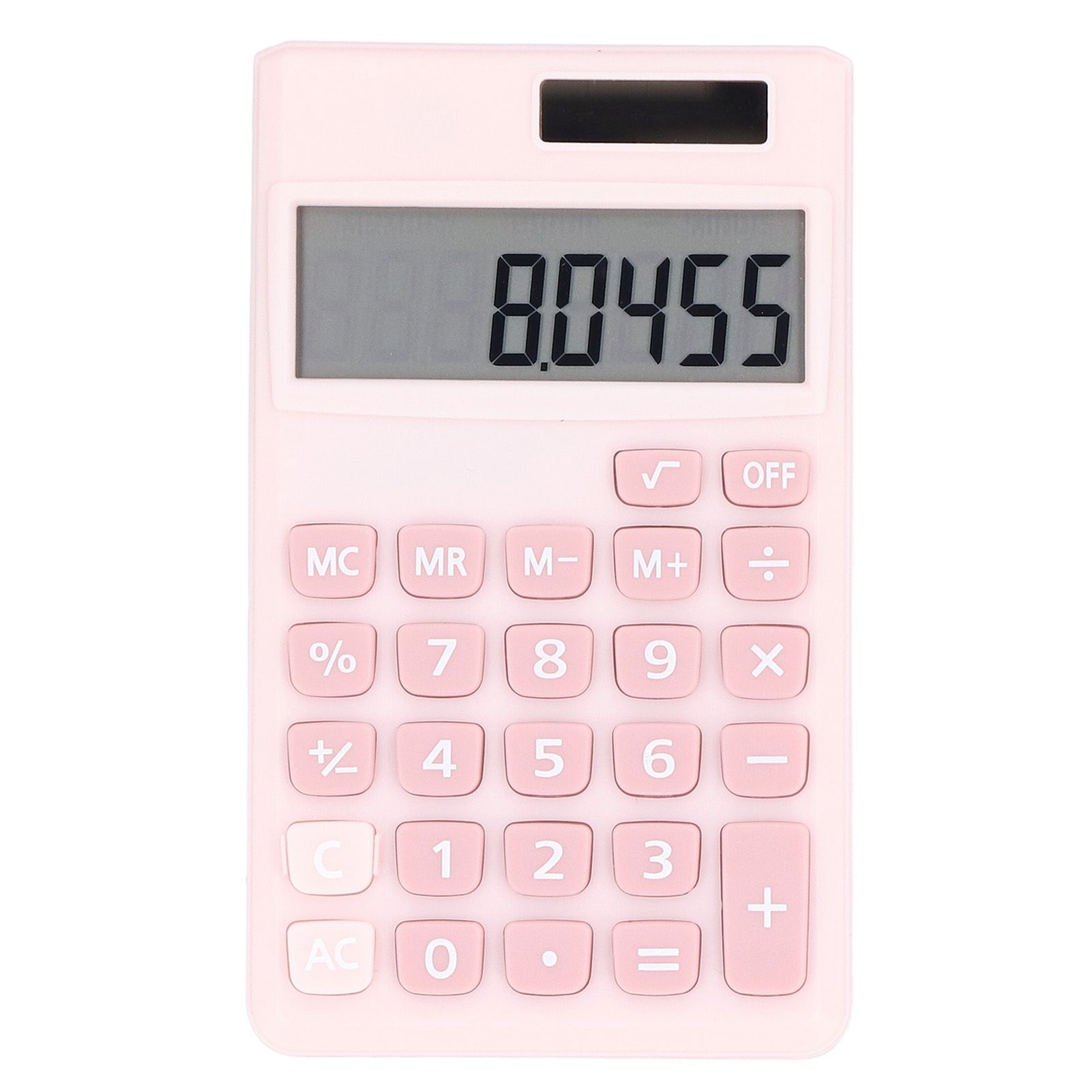 Calculators 8 Digit Solar Battery Dual Power Handheld Pocket Calculator with Large LCD Display Big Sensitive ButtonPink - Image 1