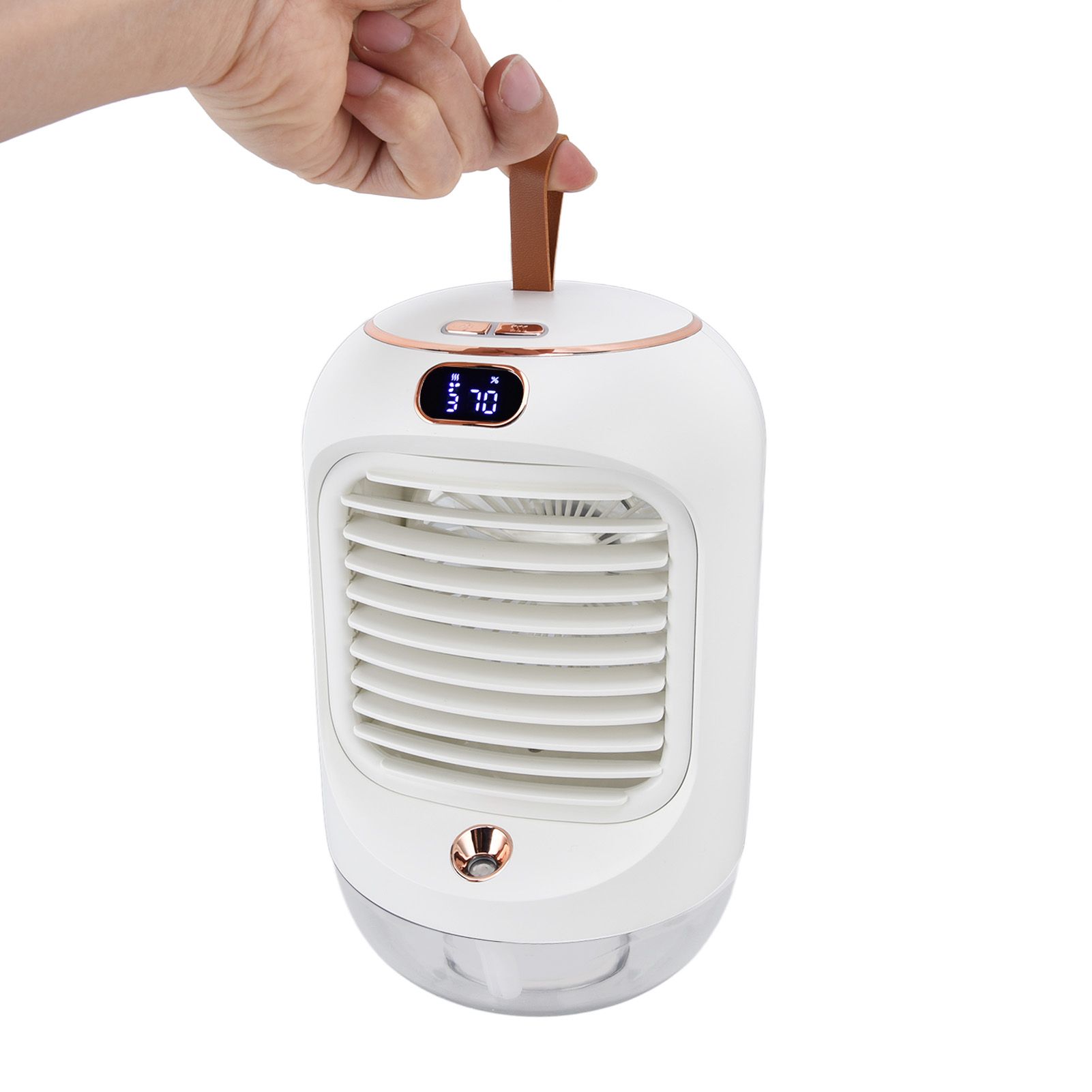 Mini Air Conditioner Humidifier Aromather 3 Gears 5 Blades USB Charging Night Light Water Cooling Fan White - Image 6