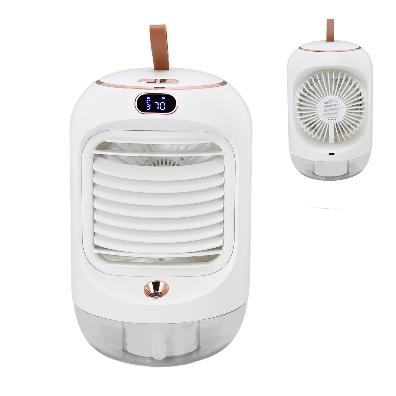 Mini Air Conditioner Humidifier Aromather 3 Gears 5 Blades USB Charging Night Light Water Cooling Fan White - Image 8