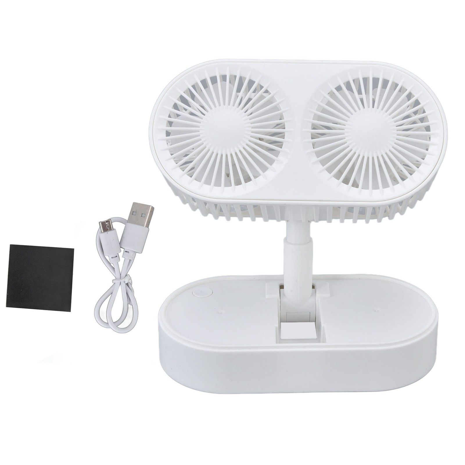 Desktop Double Fan Dual Motor 135° Angle Adjustable Handheld Fan Three Levels Adjustable Low Noise Operation Fan for OfficeWhite - Image 1