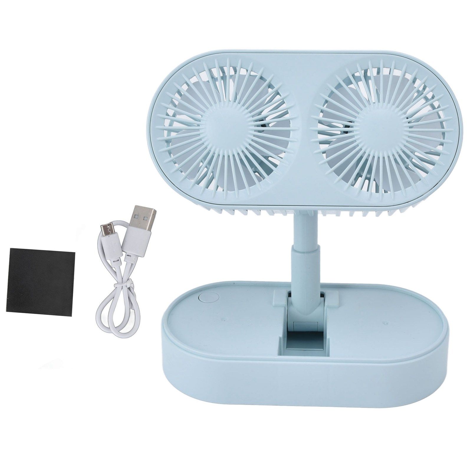 Desktop Double Fan Dual Motor 135° Angle Adjustable Handheld Fan Three Levels Adjustable Low Noise Operation Fan for OfficeBlue - Image 1