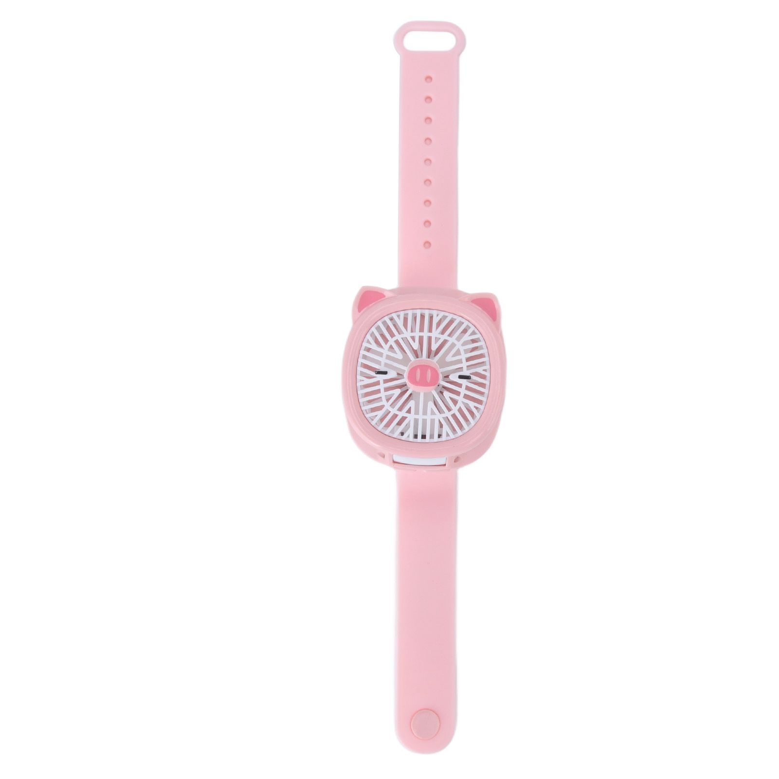 Cartoon Watch Fan USB Charging Plastic Wrist Fan Wireless Mini Watch Fan with Detachable Strap Fan for Kids for OutdoorPink Pig - Image 2