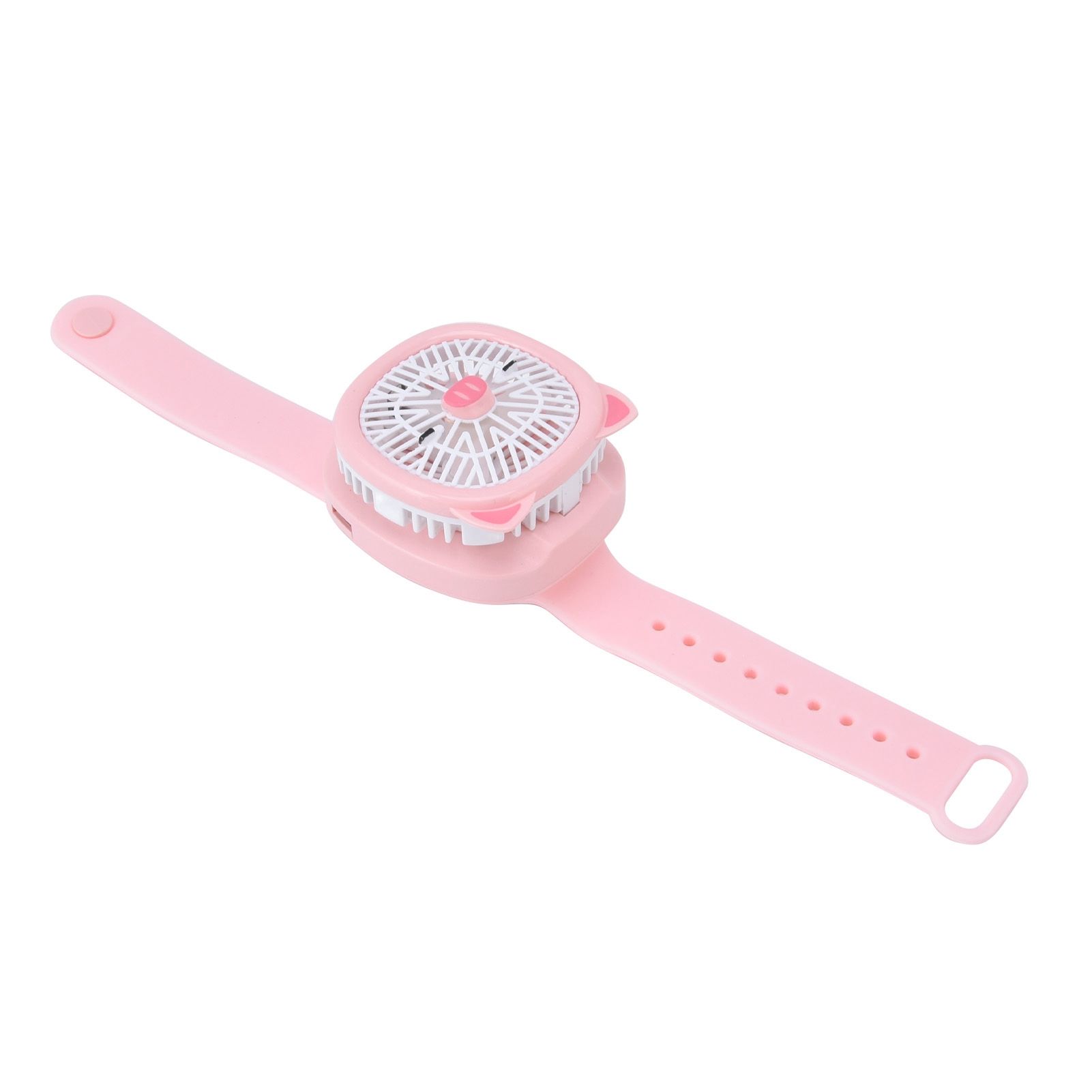 Cartoon Watch Fan USB Charging Plastic Wrist Fan Wireless Mini Watch Fan with Detachable Strap Fan for Kids for OutdoorPink Pig - Image 5