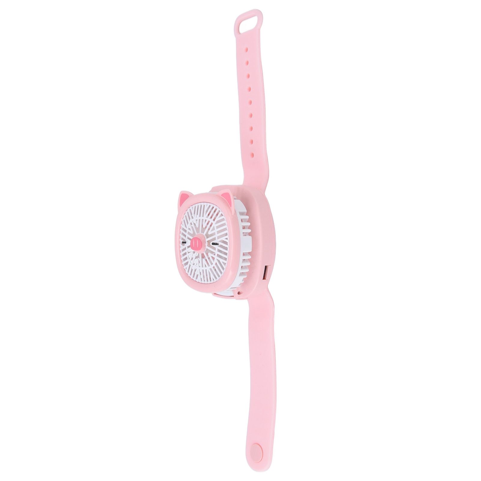 Cartoon Watch Fan USB Charging Plastic Wrist Fan Wireless Mini Watch Fan with Detachable Strap Fan for Kids for OutdoorPink Pig - Image 6