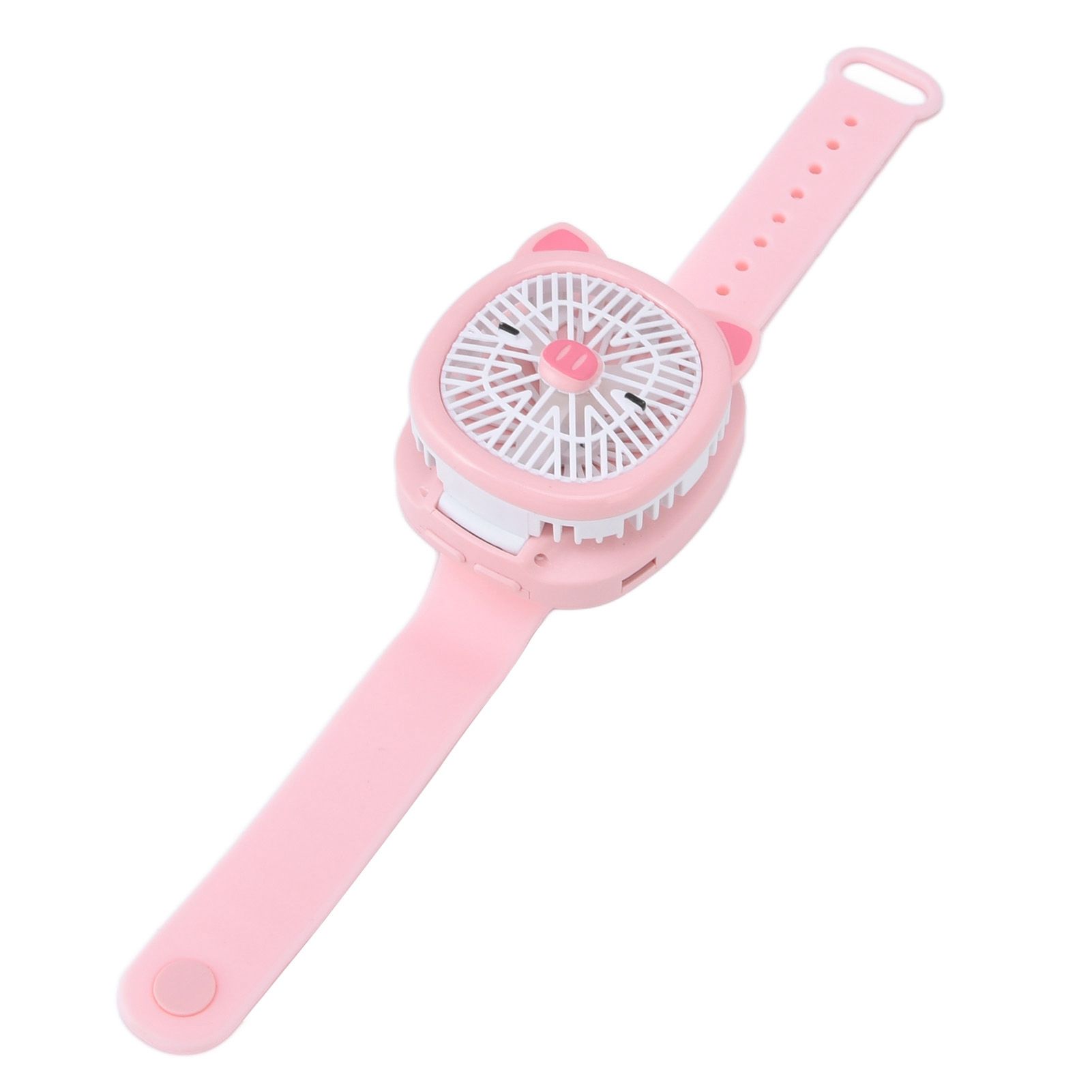 Cartoon Watch Fan USB Charging Plastic Wrist Fan Wireless Mini Watch Fan with Detachable Strap Fan for Kids for OutdoorPink Pig - Image 8