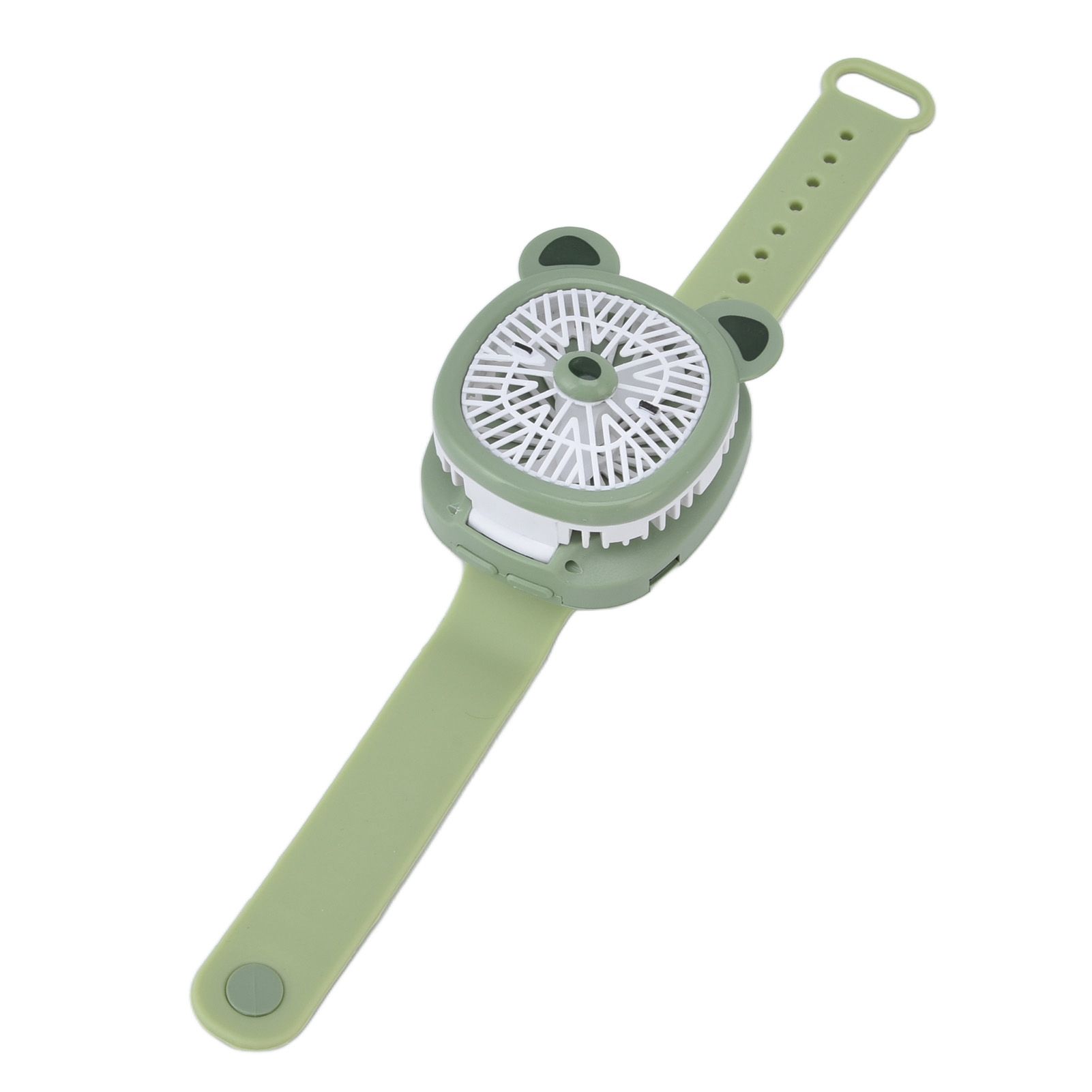 Cartoon Watch Fan USB Charging Plastic Wrist Fan Wireless Mini Watch Fan with Detachable Strap Fan for Kids for OutdoorGreen Bear - Image 2