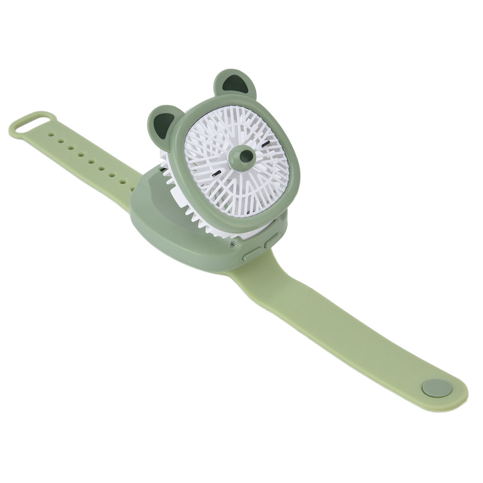 Cartoon Watch Fan USB Charging Plastic Wrist Fan Wireless Mini Watch Fan with Detachable Strap Fan for Kids for OutdoorGreen Bear - Image 3