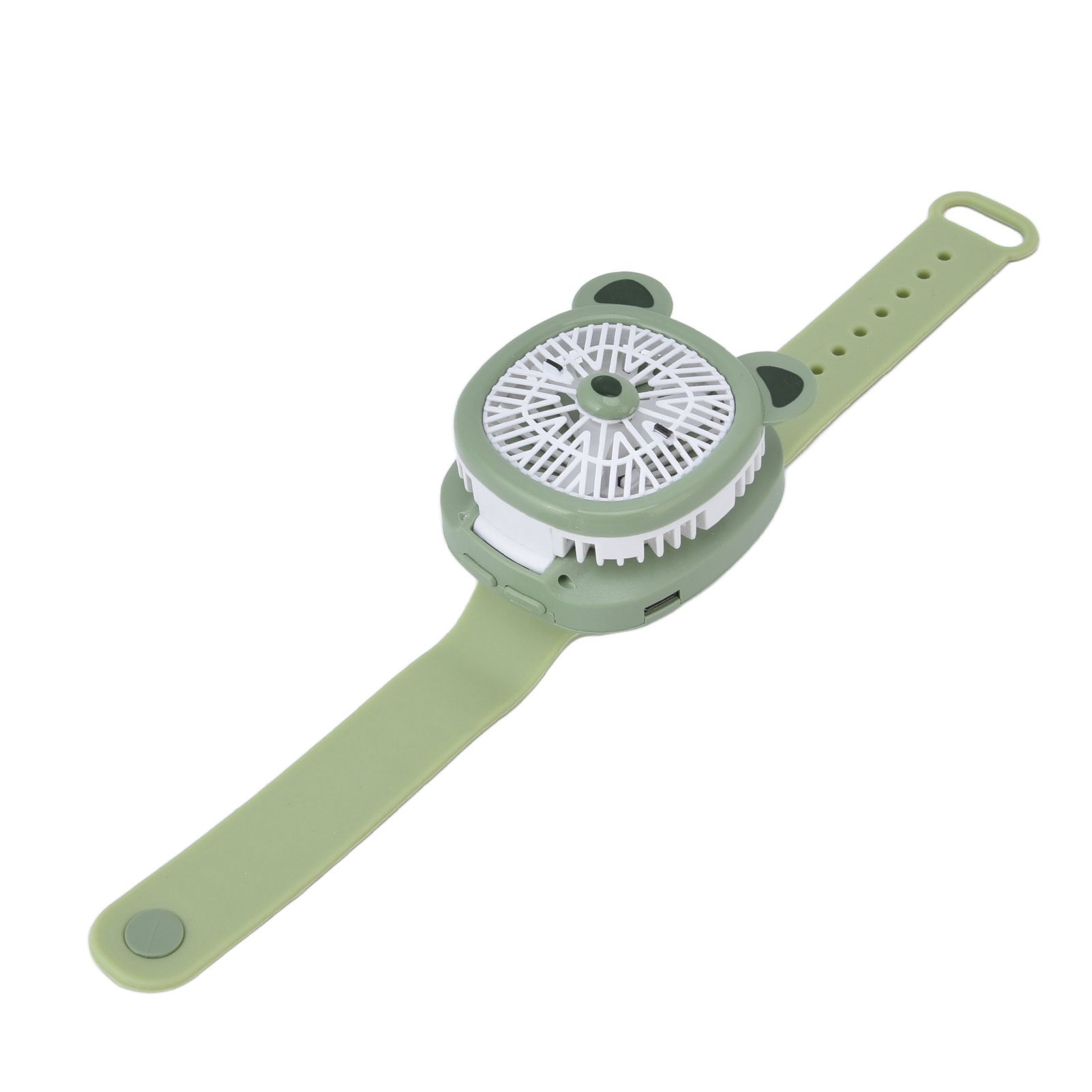 Cartoon Watch Fan USB Charging Plastic Wrist Fan Wireless Mini Watch Fan with Detachable Strap Fan for Kids for OutdoorGreen Bear - Image 4