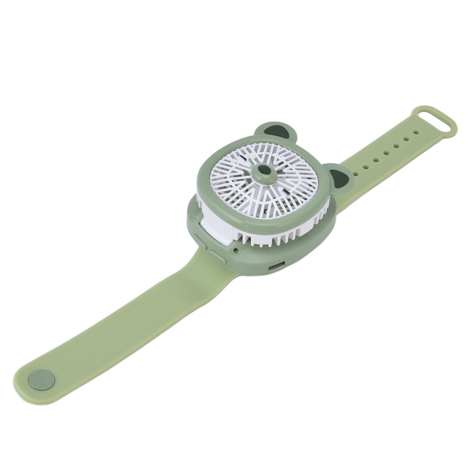 Cartoon Watch Fan USB Charging Plastic Wrist Fan Wireless Mini Watch Fan with Detachable Strap Fan for Kids for OutdoorGreen Bear - Image 5