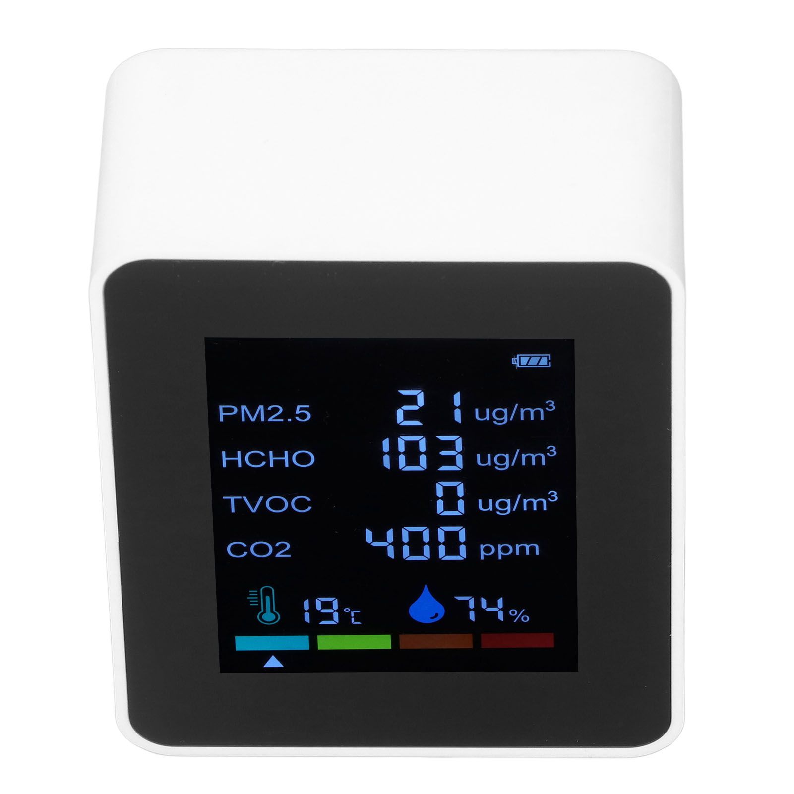 Multifunctional 6 in 1 CO2 Meter Air Quality Monitor Temperature PM2.5 TVOC HCHO Detector USB Charging White - Image 8