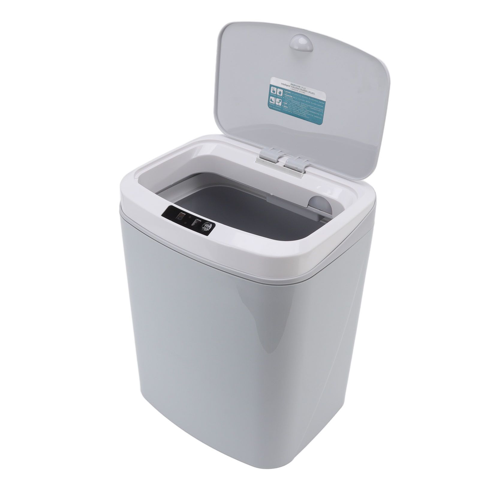 Smart Trash Can 16L Infrared Induction Button Control Manual Mute Household Automatic Trash Can with Night Light Gray - Image 6