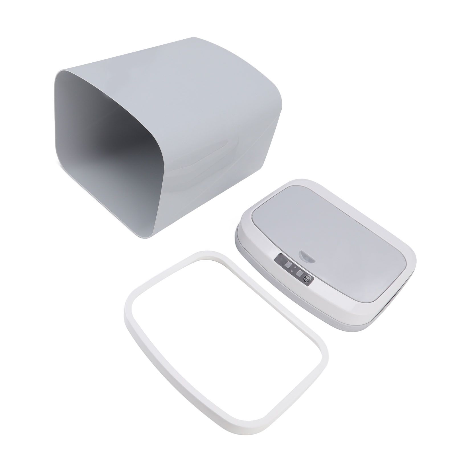 Smart Trash Can 16L Infrared Induction Button Control Manual Mute Household Automatic Trash Can with Night Light Gray - Image 8