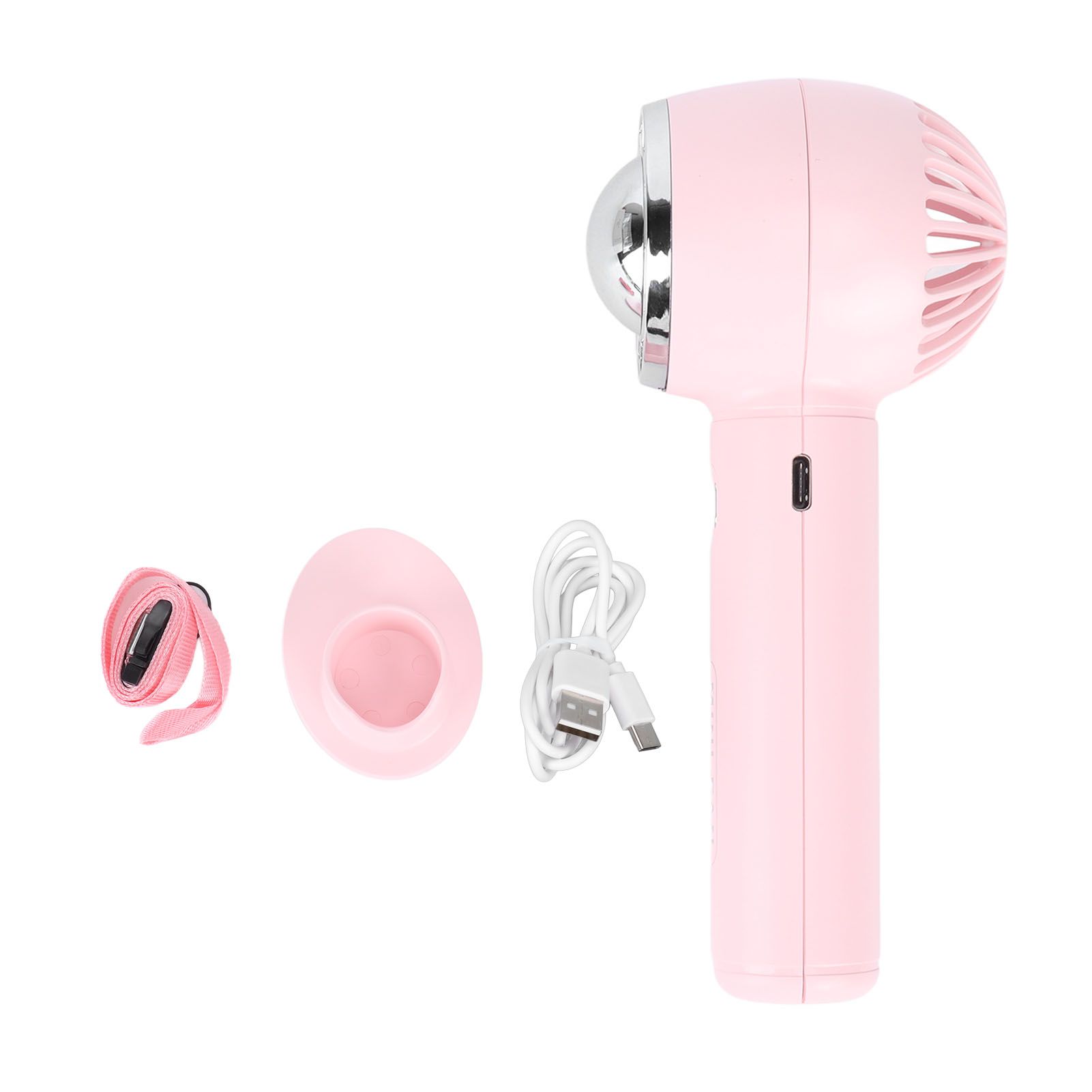 Handheld Fan 3 Speeds USB Charging Strong Wind Lightweight 1200mAh Battery Portable Fan Handheld for Office Travel Pink - Image 1