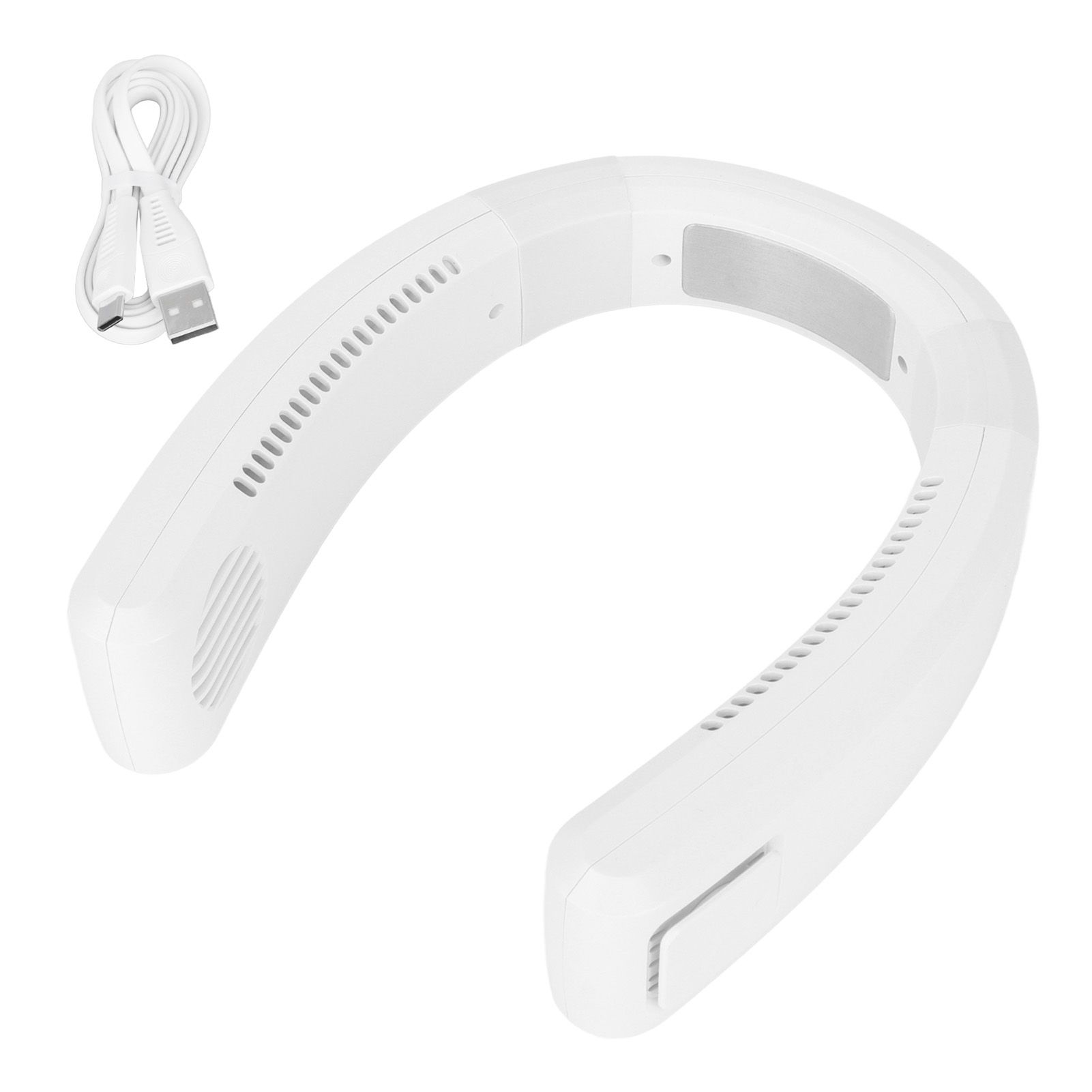 Neck Fan USB Charging 80 Holes 4000 to 5500rpm High Poly Wind Wearable Fan Portable Fan for Household Outdoor White - Image 1