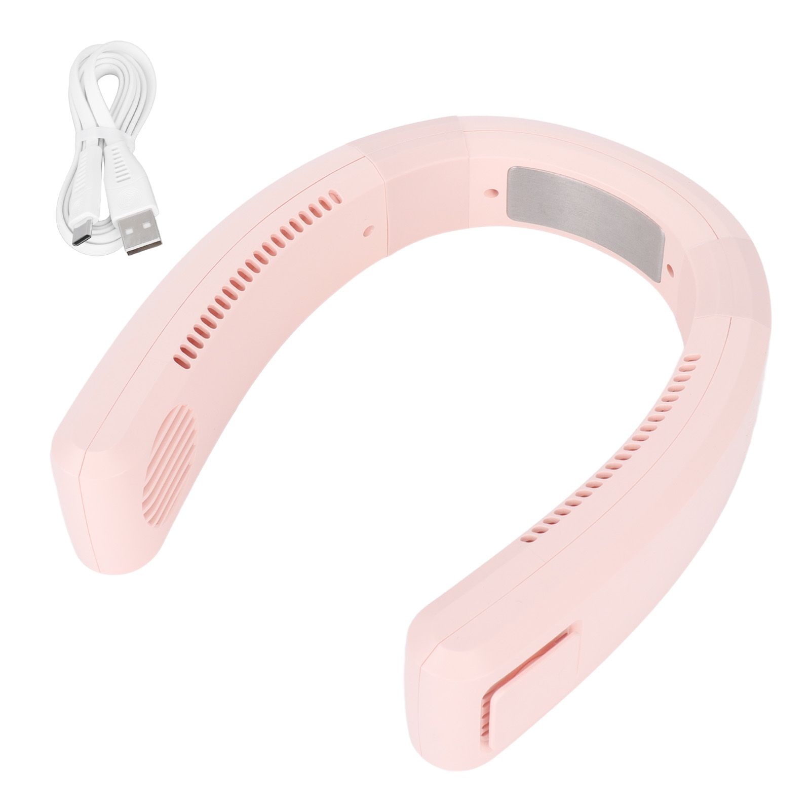 Neck Fan USB Charging 80 Holes 4000 to 5500rpm High Poly Wind Wearable Fan Portable Fan for Household Outdoor Pink - Image 1