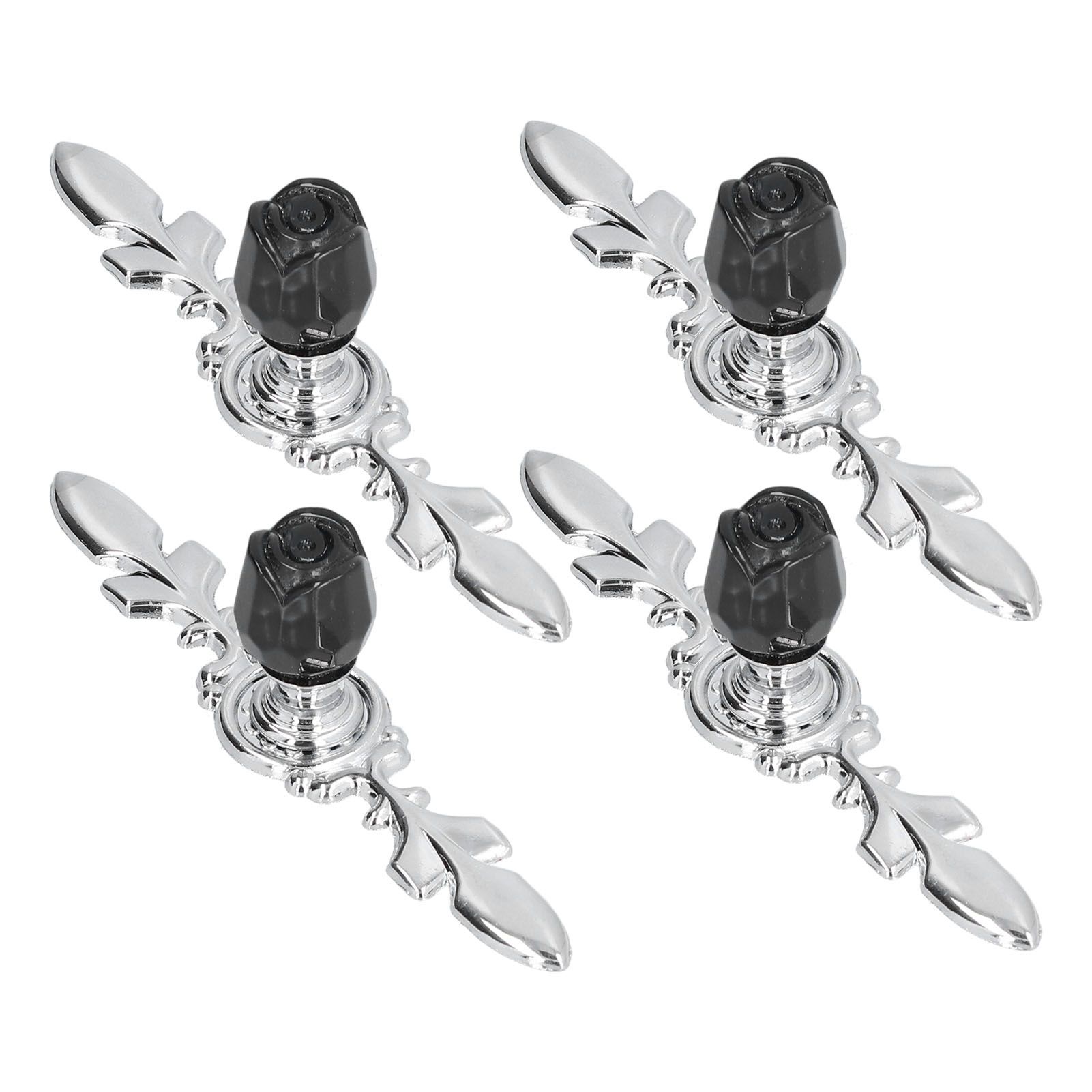4 Pcs Crystal Handle with Plate European Style Modern Simple Pulls Handles for Drawer Dreser CabinetsBlack - Image 2