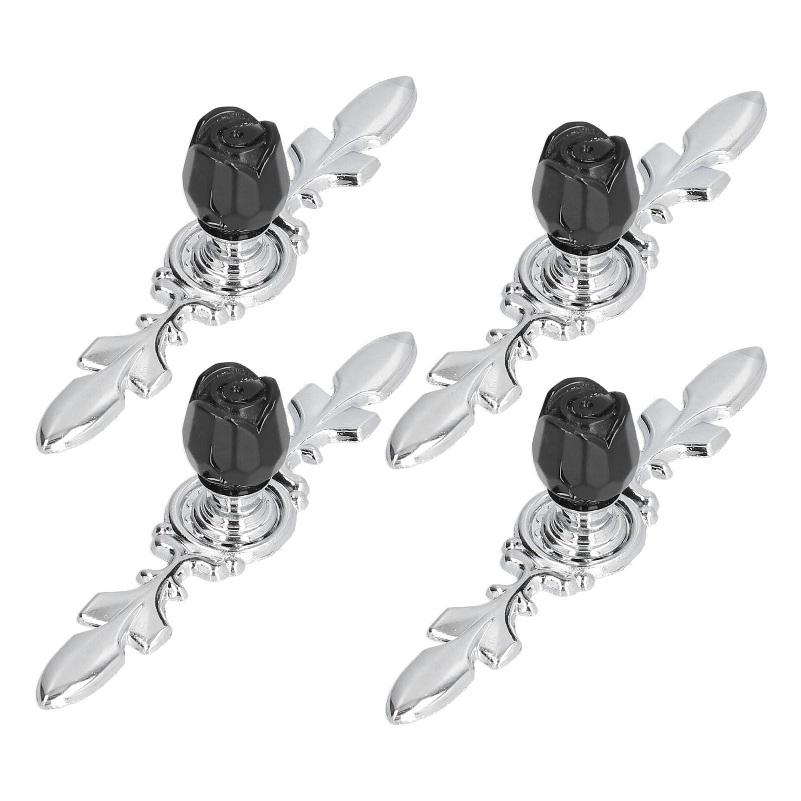 4 Pcs Crystal Handle with Plate European Style Modern Simple Pulls Handles for Drawer Dreser CabinetsBlack - Image 8