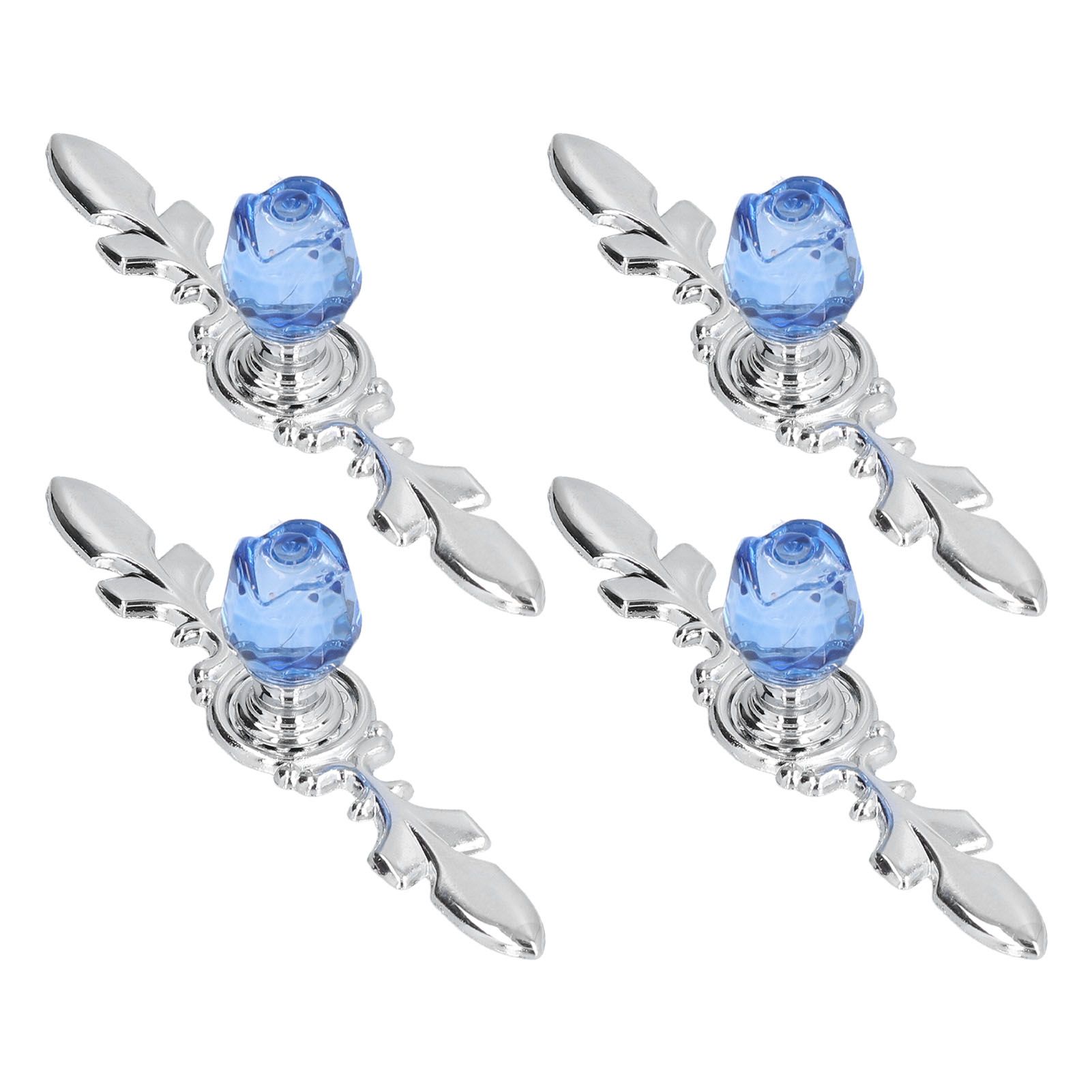 4 Pcs Crystal Handle with Plate European Style Modern Simple Pulls Handles for Drawer Dreser CabinetsBlue - Image 3