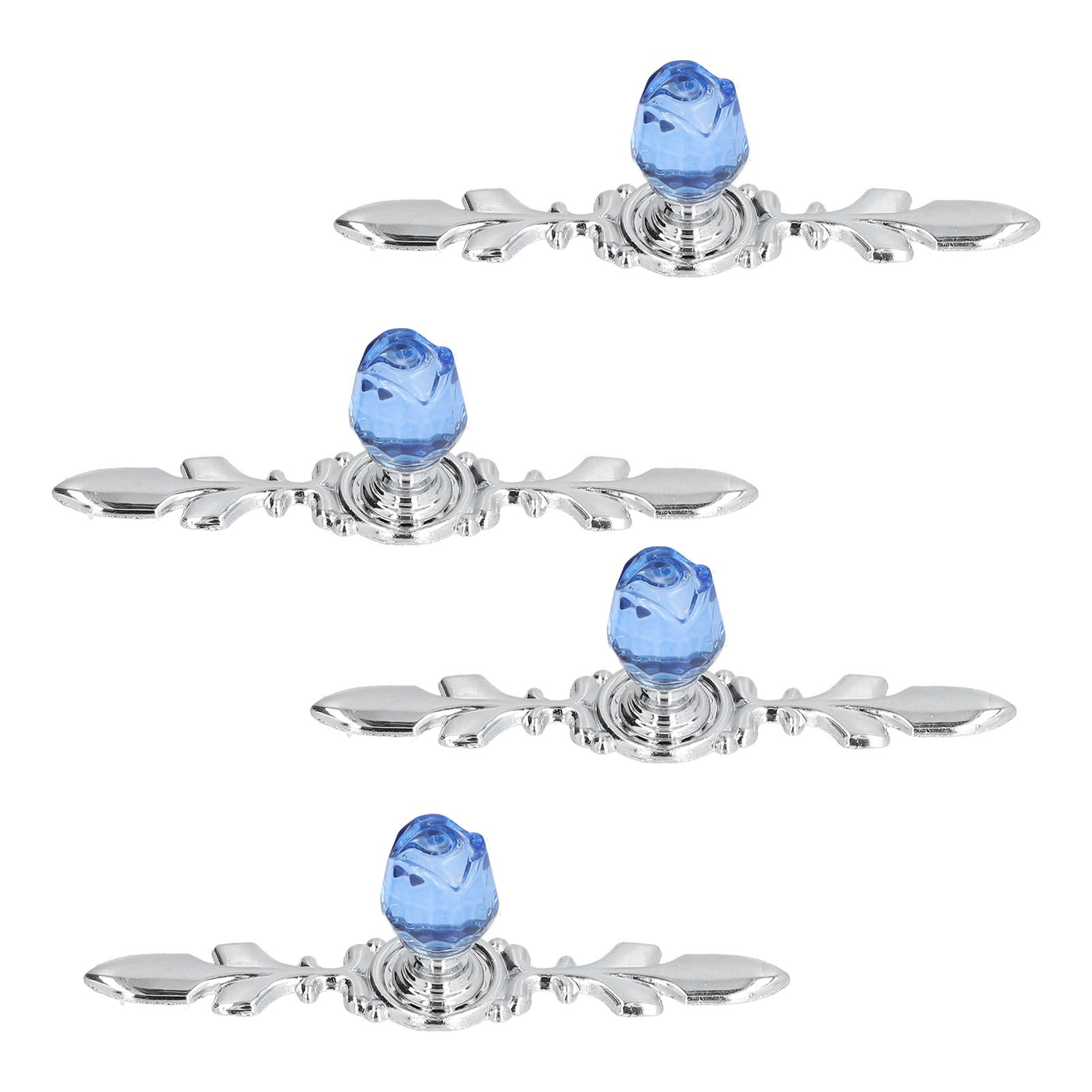 4 Pcs Crystal Handle with Plate European Style Modern Simple Pulls Handles for Drawer Dreser CabinetsBlue - Image 4