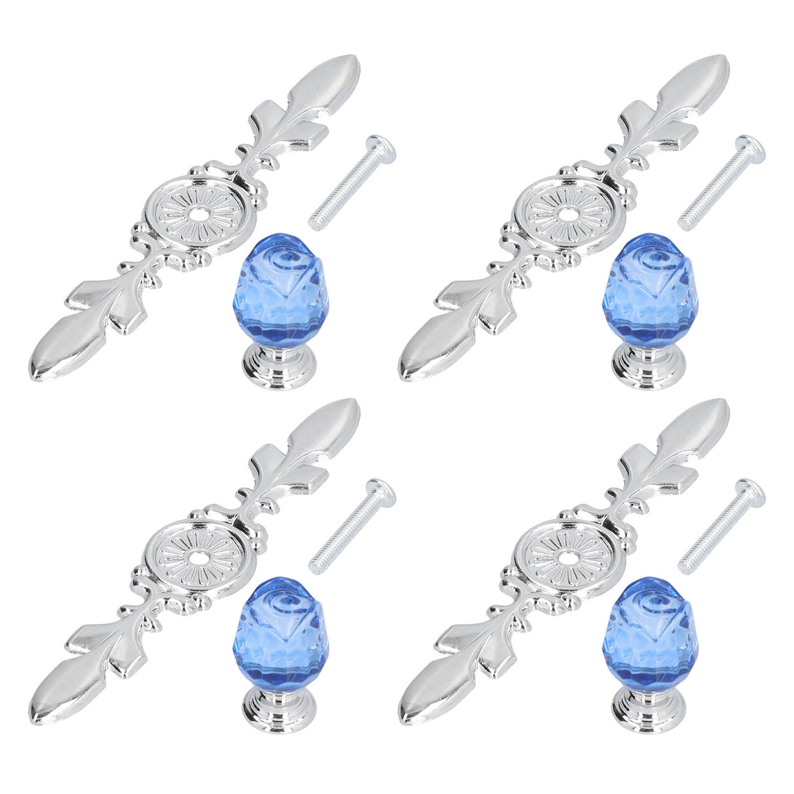 4 Pcs Crystal Handle with Plate European Style Modern Simple Pulls Handles for Drawer Dreser CabinetsBlue - Image 8