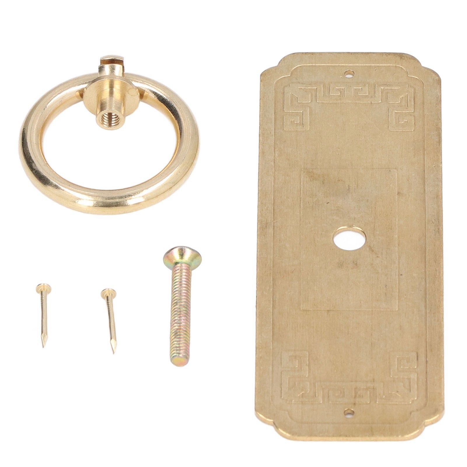 Cabinet Door Handle Chinese Furniture Antique Pattern Pure Copper Cabinet Doors Window Retro HandleLength 10cm - Image 1
