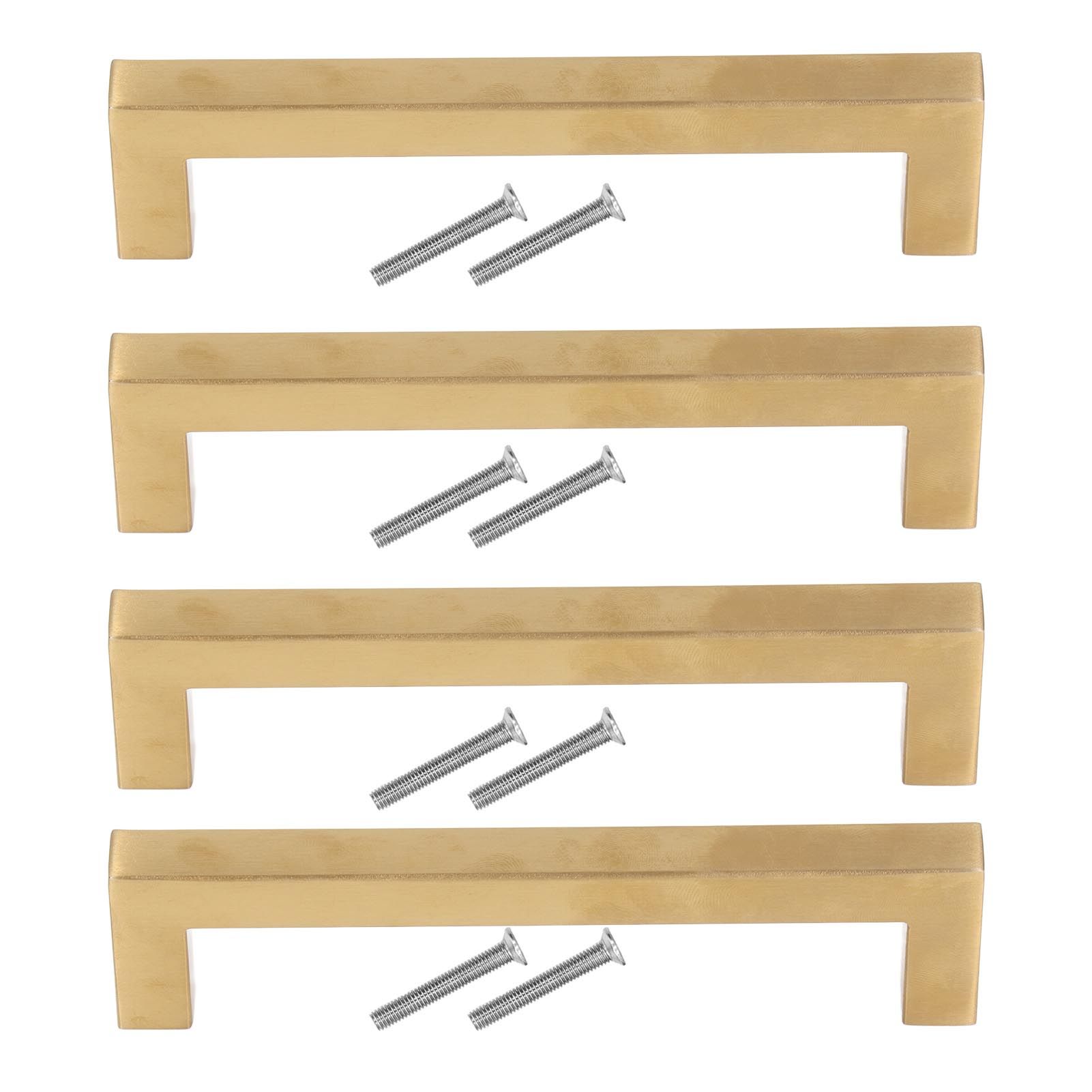 4 Sets Cabinet Door Handle Golden Stainless Steel Wardrobe Handles Replacement Kitchen Cupboard Pull12x12x128mm - Image 1
