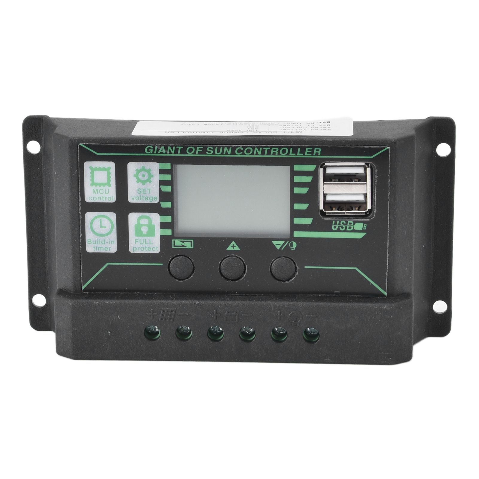 Solar Charge Discharge Controller Adjustable LCD Display PWM Dual USB Photovoltaic MPPT Solar Panel Regulator 20A - Image 1