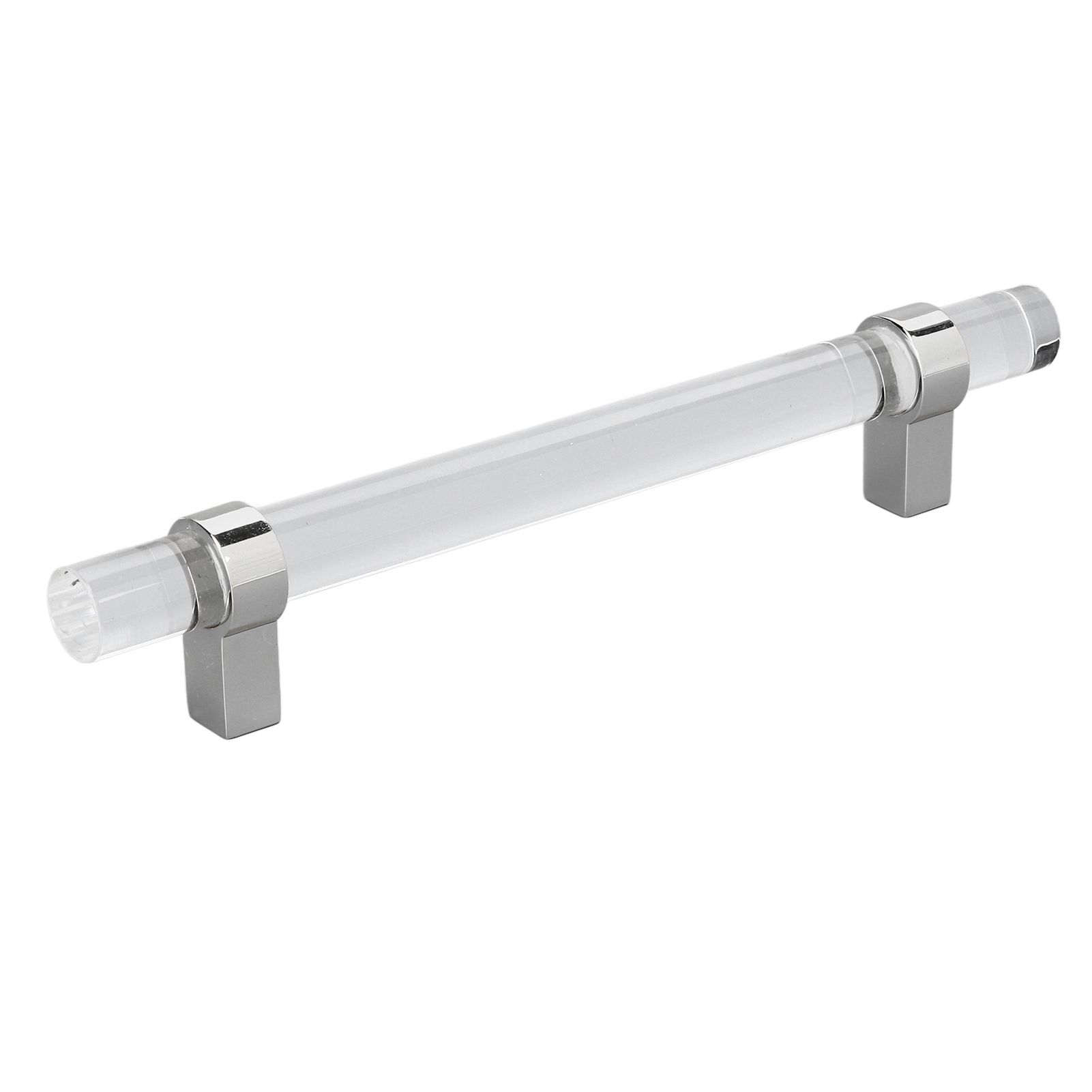 Crystal Acrylic Handle Modern Transparent Drawer Pull Handle for Closets Bookcases Shoe Cabinet Hole Spacing128 Silver - Image 3