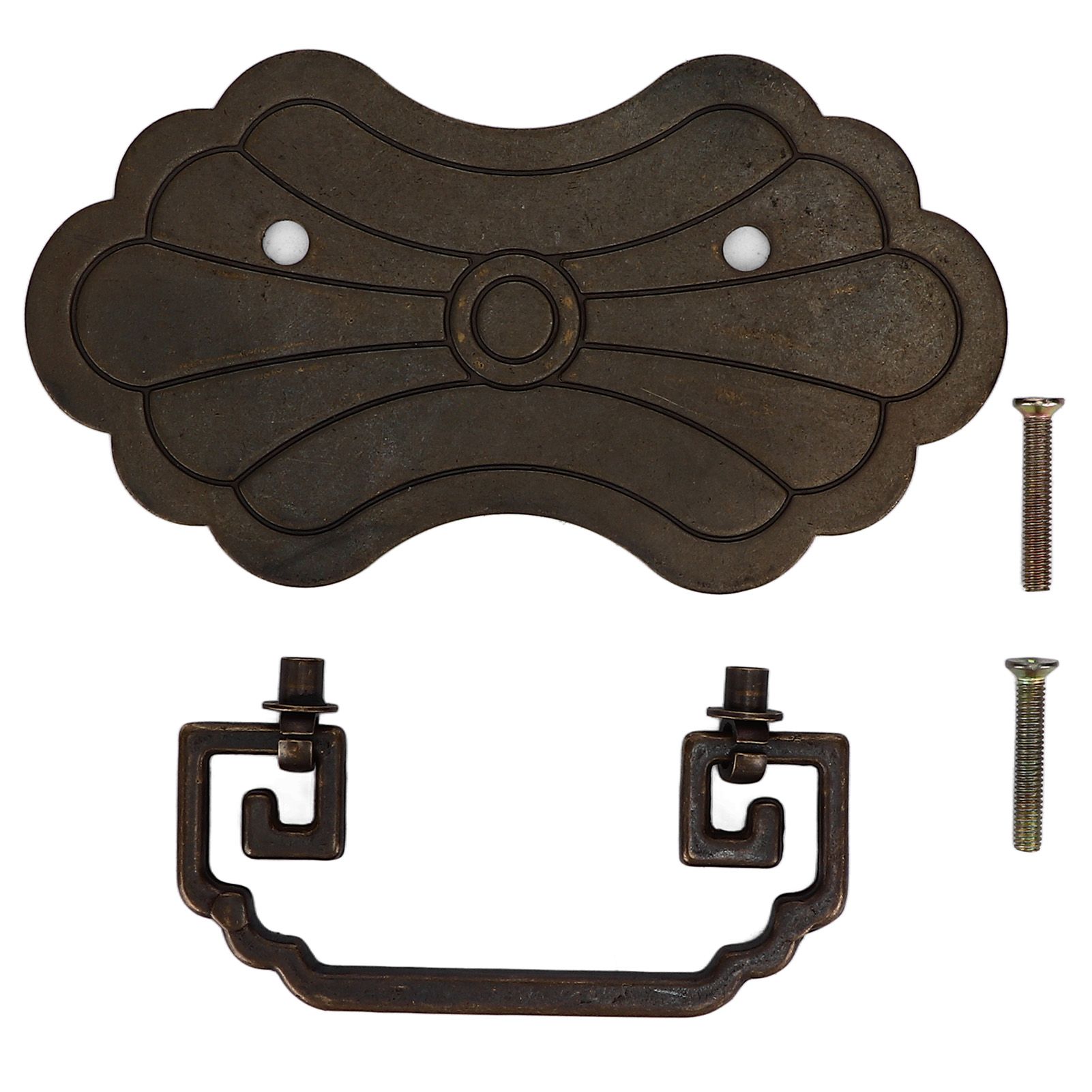 Antique Drawer Handle 12.8x7cm Wealth Blossoms Retro Chinese Style Brass Vintage Drawer Pulls with 2 Screws for Bookcase Bronze - Image 1