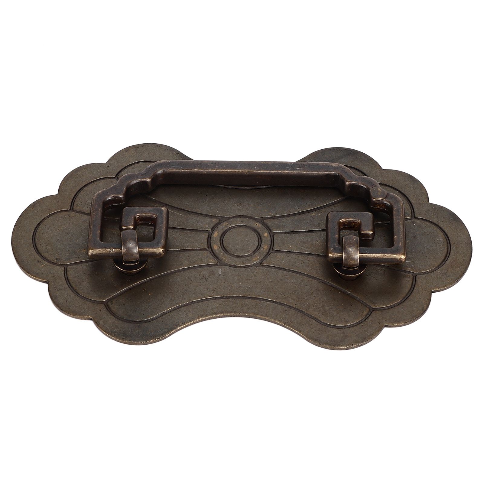 Antique Drawer Handle 12.8x7cm Wealth Blossoms Retro Chinese Style Brass Vintage Drawer Pulls with 2 Screws for Bookcase Bronze - Image 2
