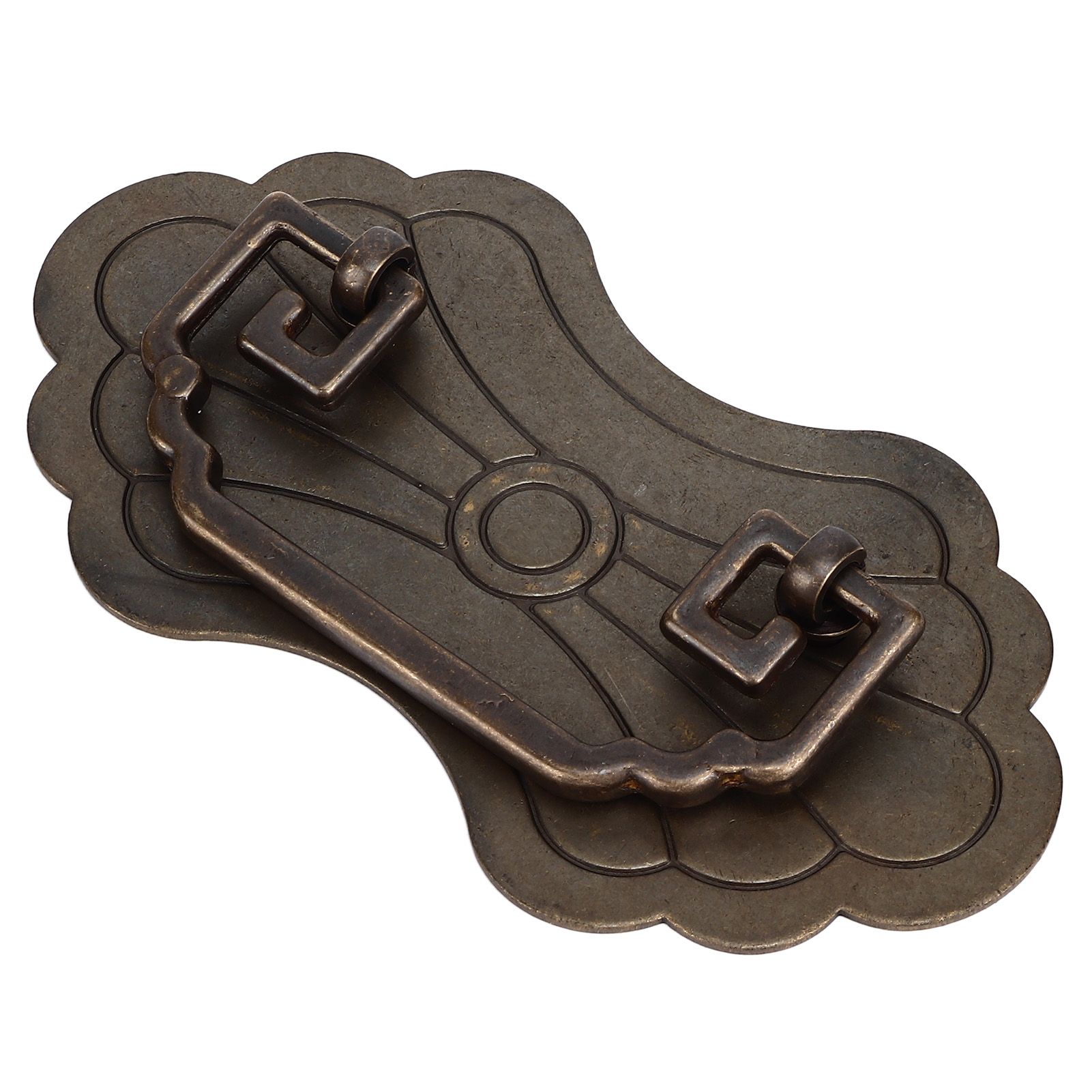 Antique Drawer Handle 12.8x7cm Wealth Blossoms Retro Chinese Style Brass Vintage Drawer Pulls with 2 Screws for Bookcase Bronze - Image 3