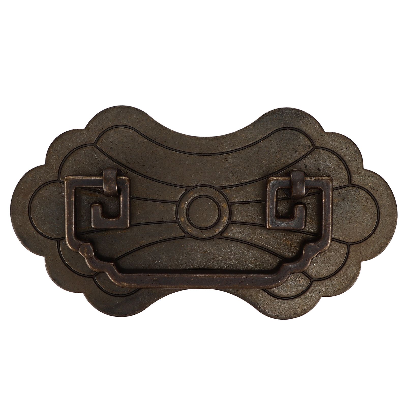 Antique Drawer Handle 12.8x7cm Wealth Blossoms Retro Chinese Style Brass Vintage Drawer Pulls with 2 Screws for Bookcase Bronze - Image 4