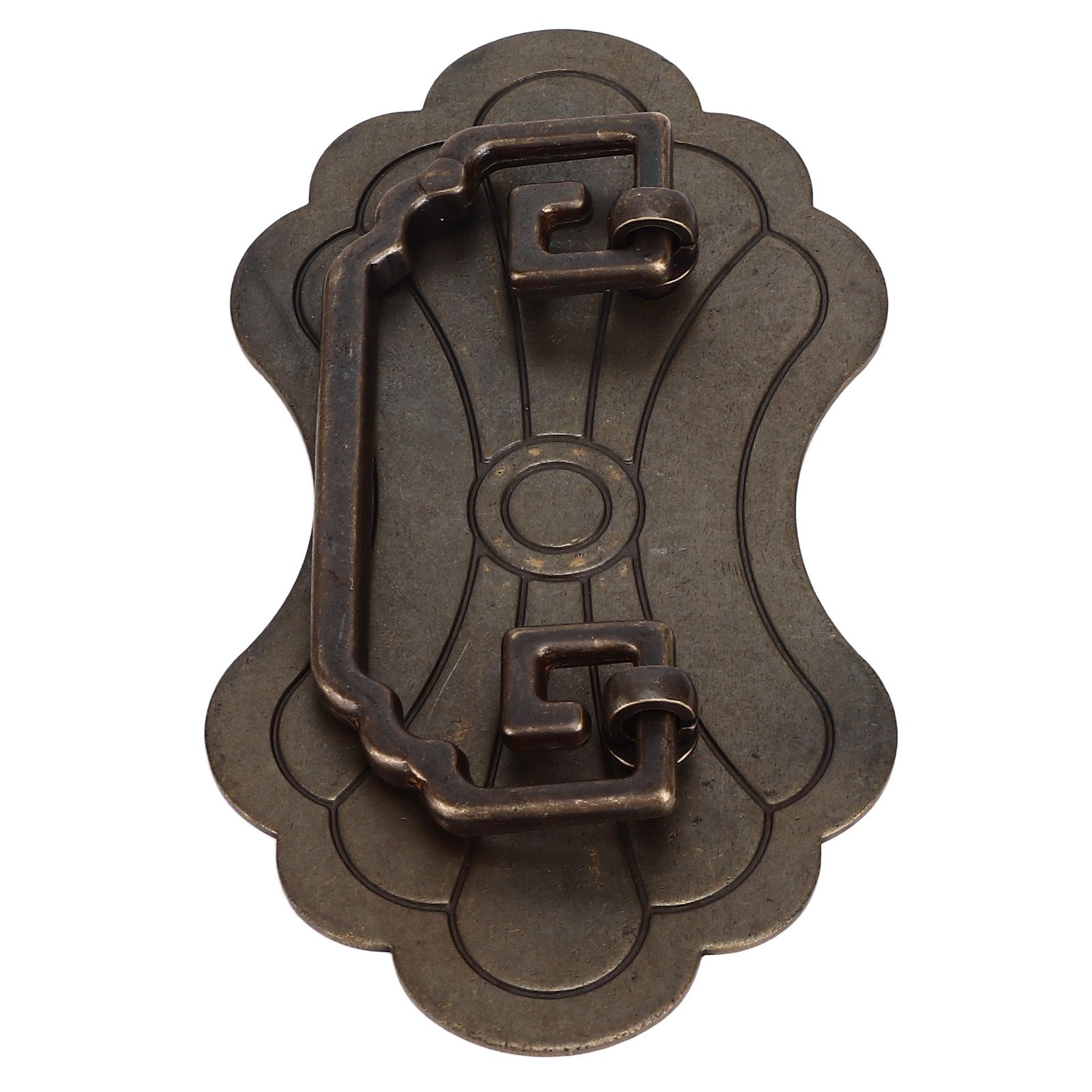 Antique Drawer Handle 12.8x7cm Wealth Blossoms Retro Chinese Style Brass Vintage Drawer Pulls with 2 Screws for Bookcase Bronze - Image 5