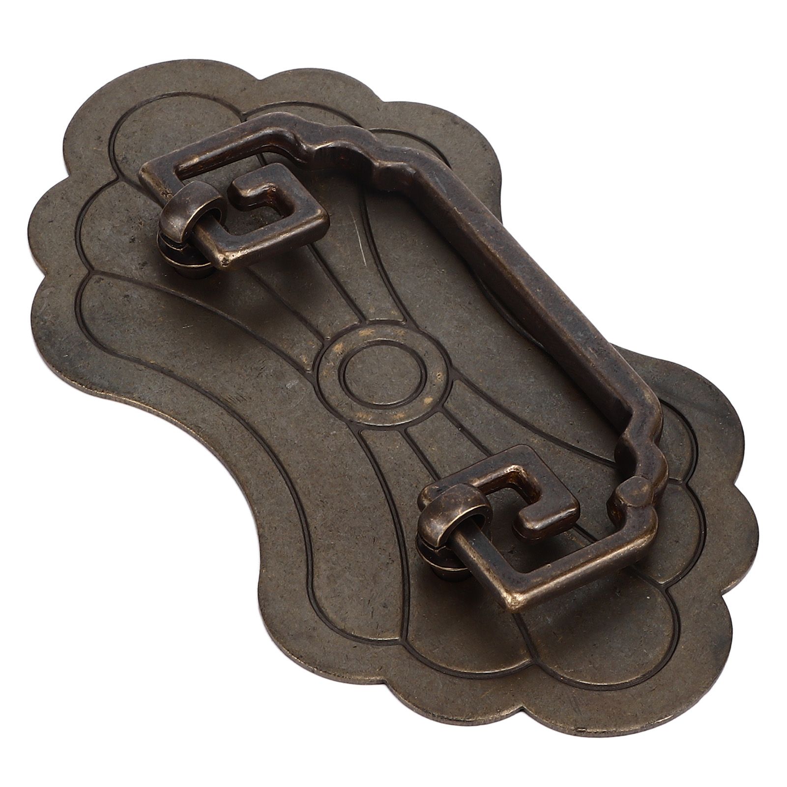 Antique Drawer Handle 12.8x7cm Wealth Blossoms Retro Chinese Style Brass Vintage Drawer Pulls with 2 Screws for Bookcase Bronze - Image 6
