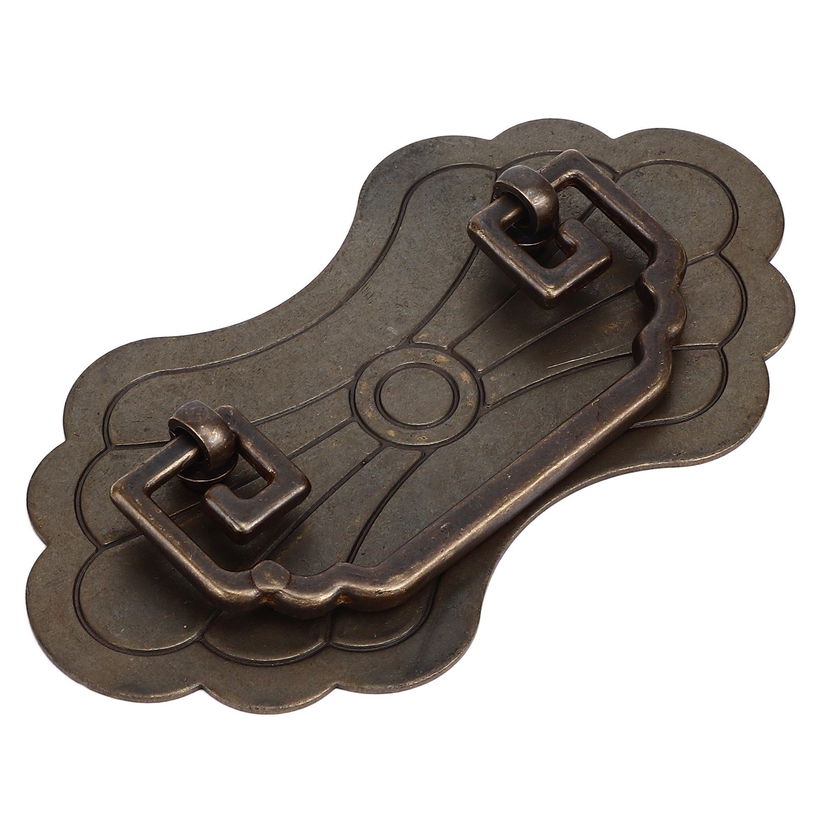 Antique Drawer Handle 12.8x7cm Wealth Blossoms Retro Chinese Style Brass Vintage Drawer Pulls with 2 Screws for Bookcase Bronze - Image 7