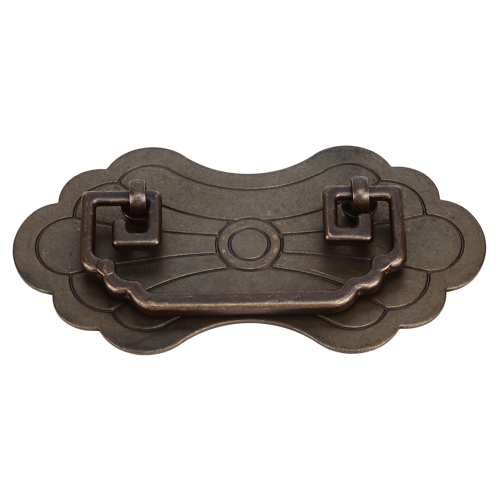 Antique Drawer Handle 12.8x7cm Wealth Blossoms Retro Chinese Style Brass Vintage Drawer Pulls with 2 Screws for Bookcase Bronze - Image 8