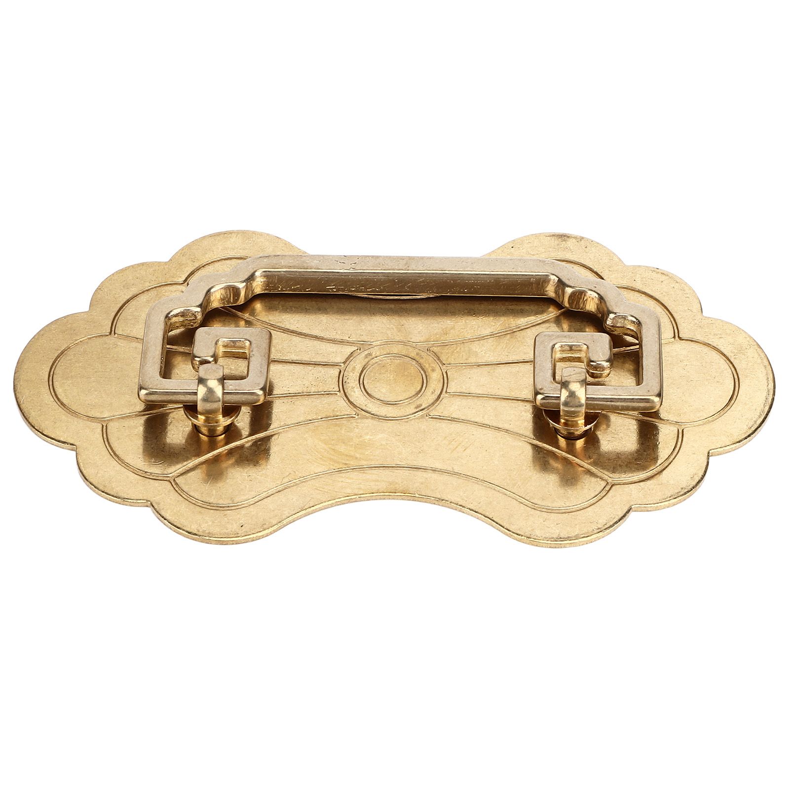 Antique Drawer Handle 12.8x7cm Wealth Blossoms Retro Chinese Style Brass Vintage Drawer Pulls with 2 Screws for Bookcase Brass - Image 2