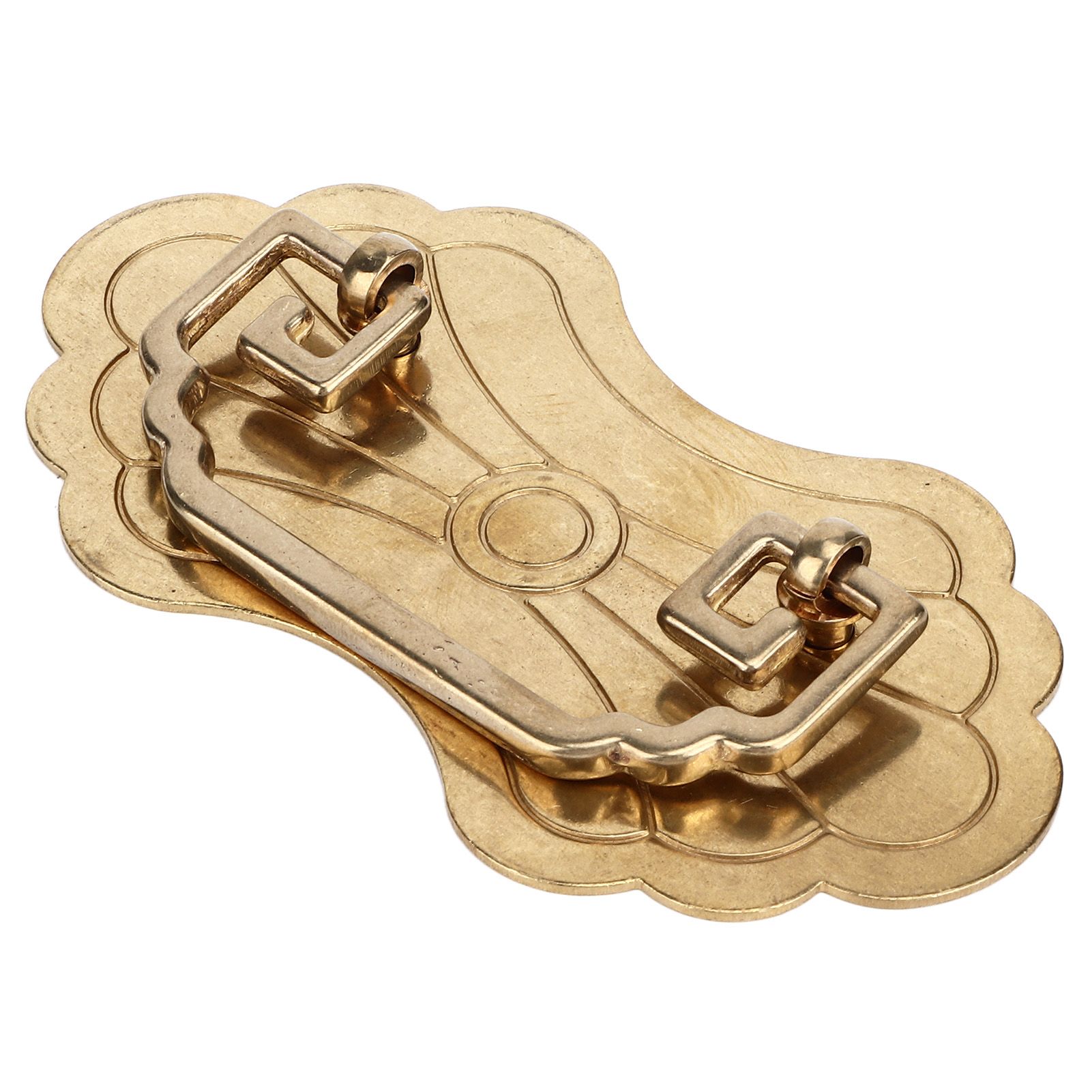 Antique Drawer Handle 12.8x7cm Wealth Blossoms Retro Chinese Style Brass Vintage Drawer Pulls with 2 Screws for Bookcase Brass - Image 3