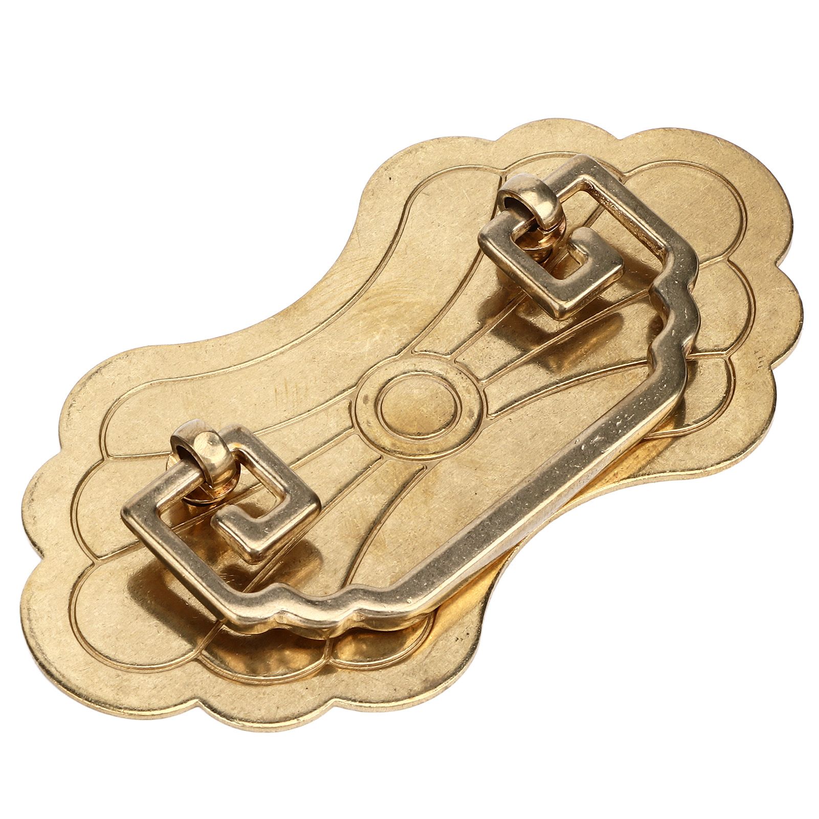 Antique Drawer Handle 12.8x7cm Wealth Blossoms Retro Chinese Style Brass Vintage Drawer Pulls with 2 Screws for Bookcase Brass - Image 6