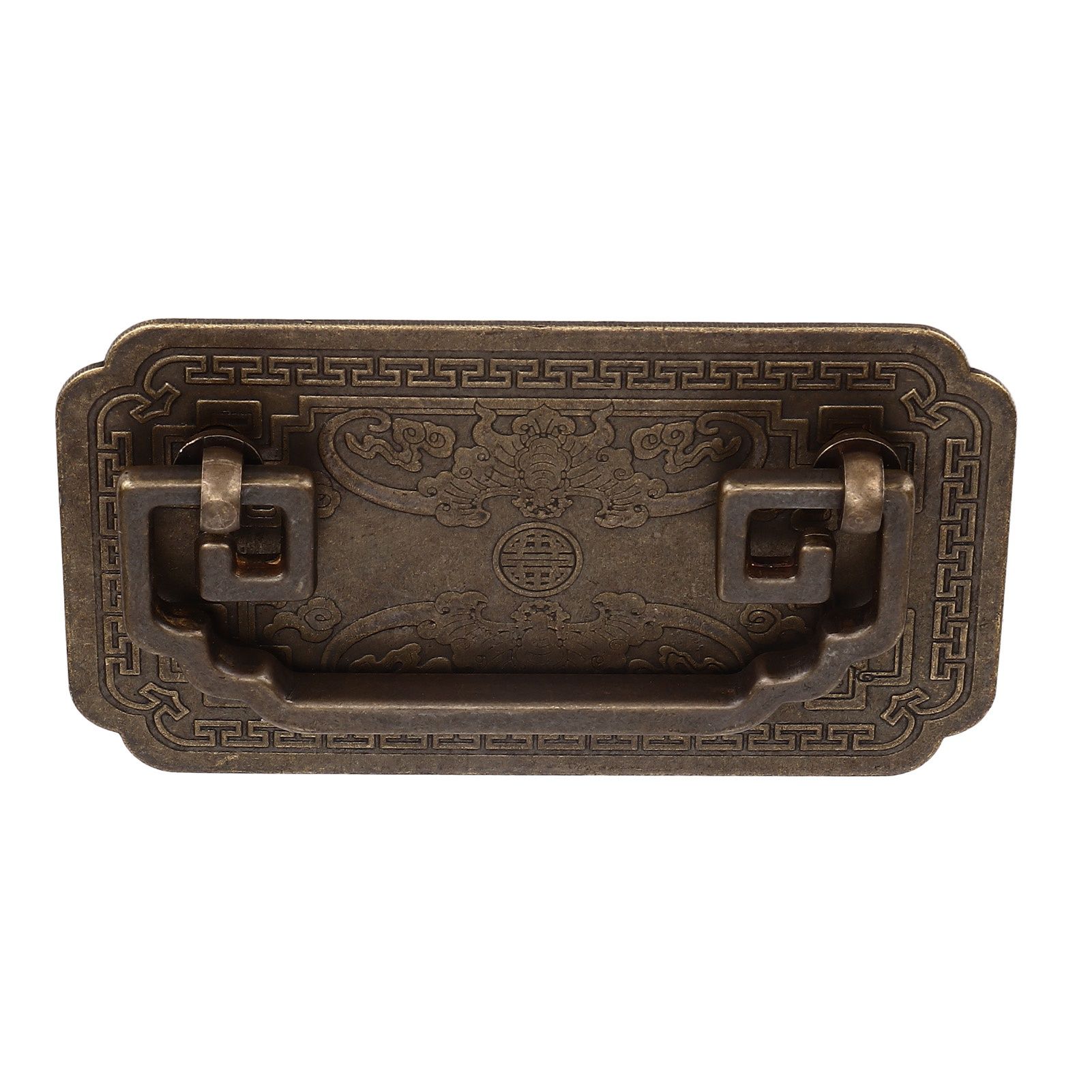 Antique Drawer Handle Tetragonal Bat Handle Antique Chinese Retro Style Drawer Pulls with 2 Screws for Cabinet Doors Bronze - Image 3
