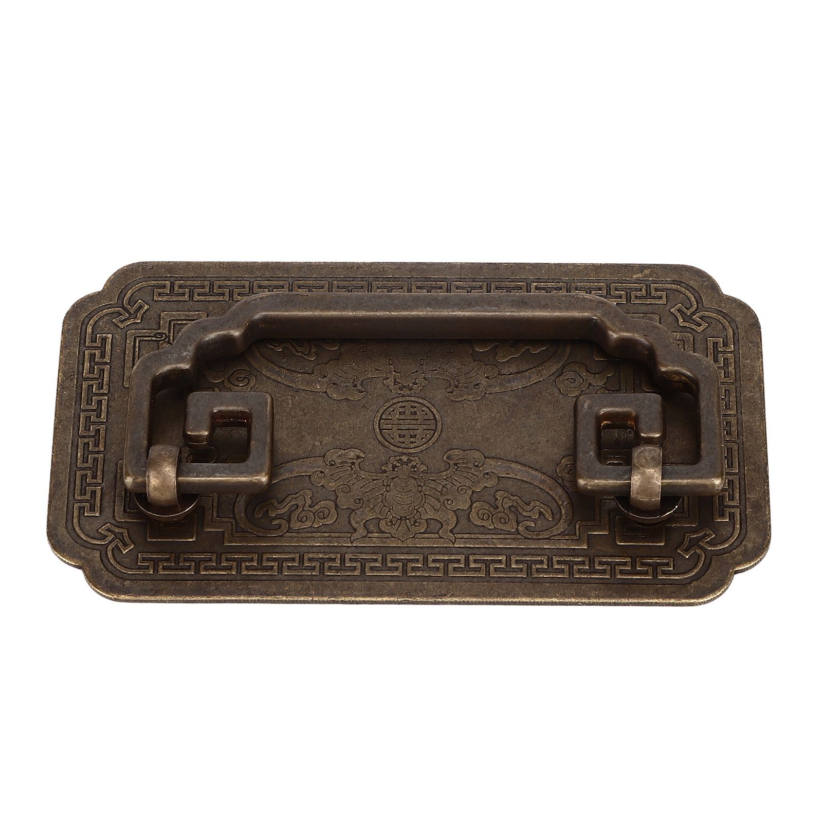 Antique Drawer Handle Tetragonal Bat Handle Antique Chinese Retro Style Drawer Pulls with 2 Screws for Cabinet Doors Bronze - Image 4