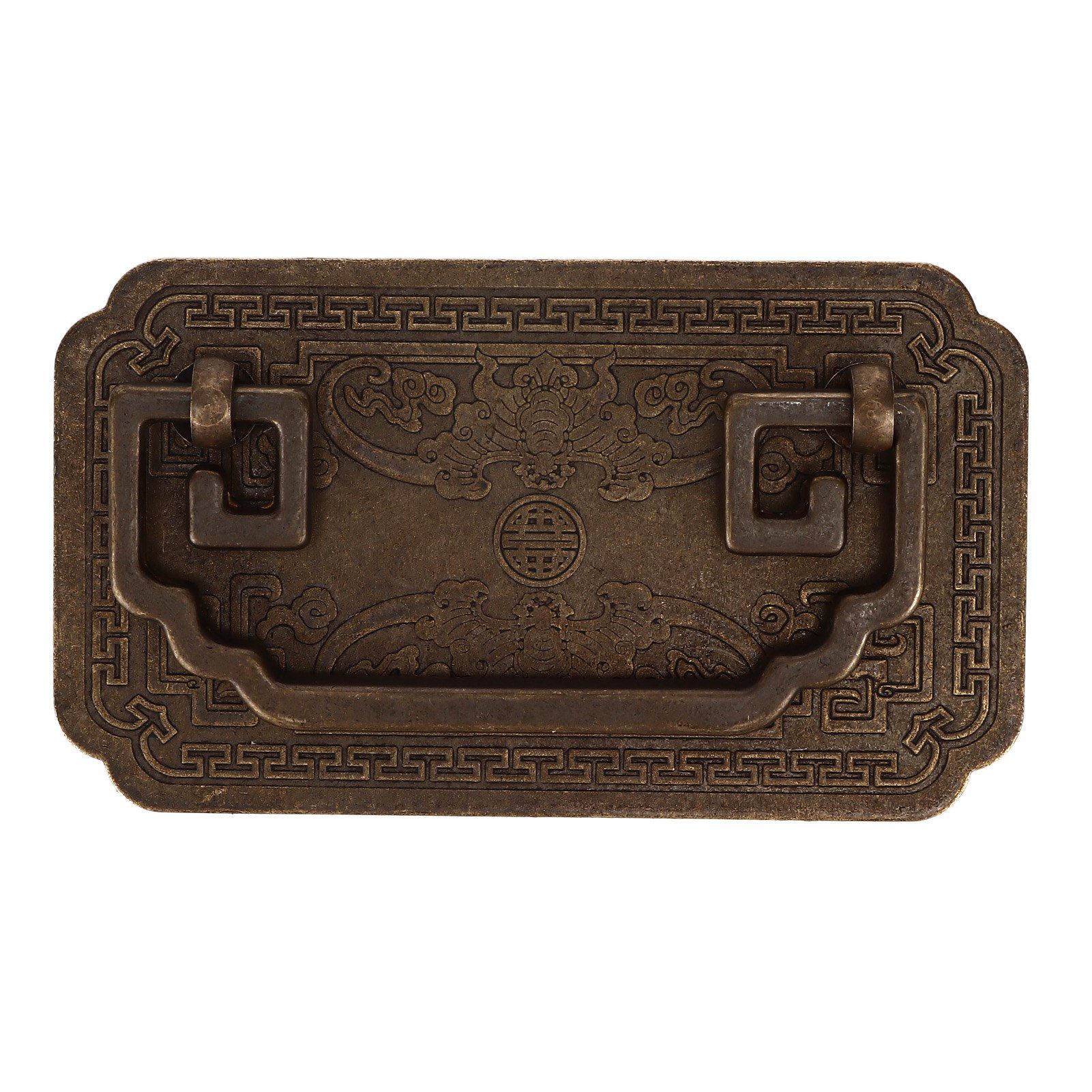 Antique Drawer Handle Tetragonal Bat Handle Antique Chinese Retro Style Drawer Pulls with 2 Screws for Cabinet Doors Bronze - Image 5