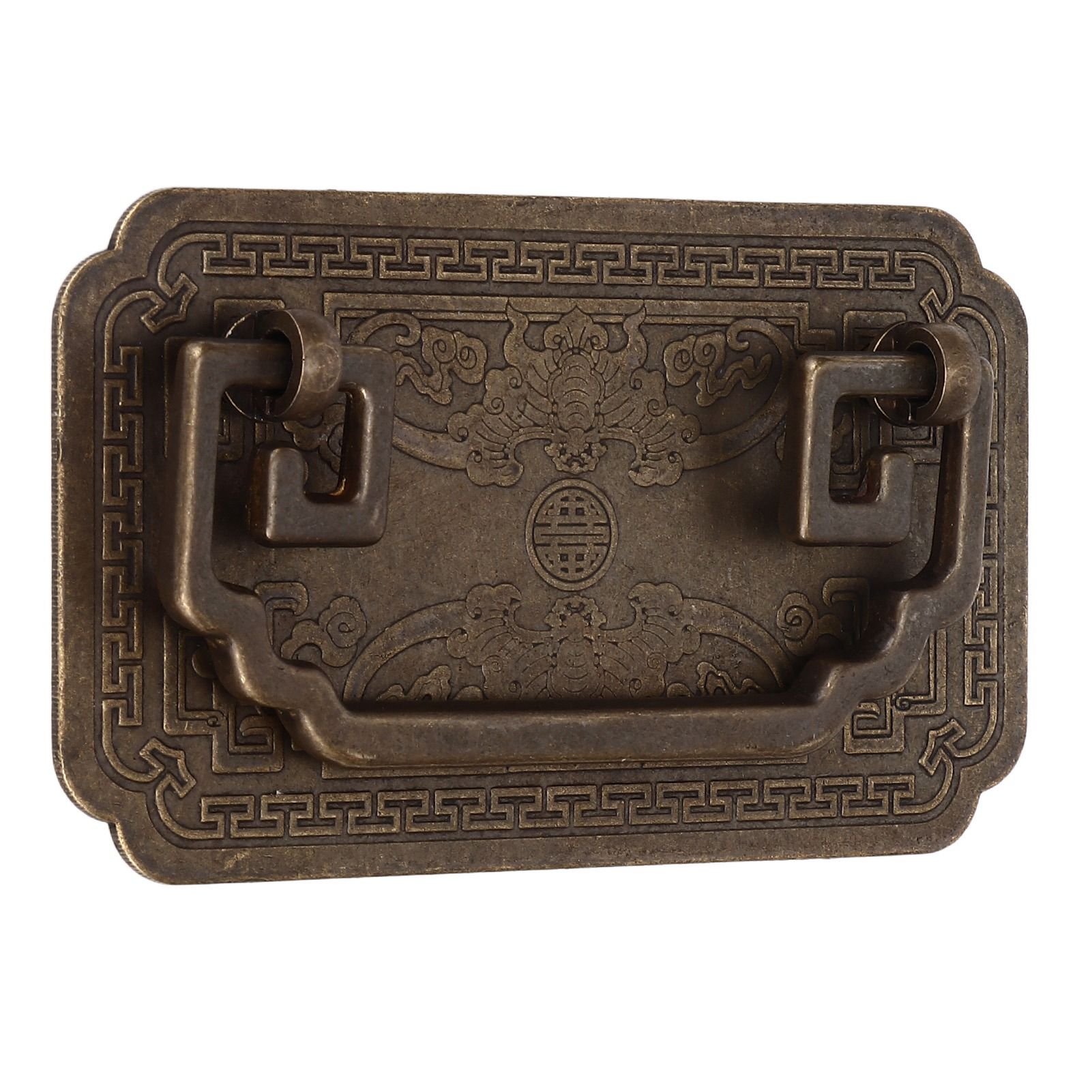 Antique Drawer Handle Tetragonal Bat Handle Antique Chinese Retro Style Drawer Pulls with 2 Screws for Cabinet Doors Bronze - Image 6