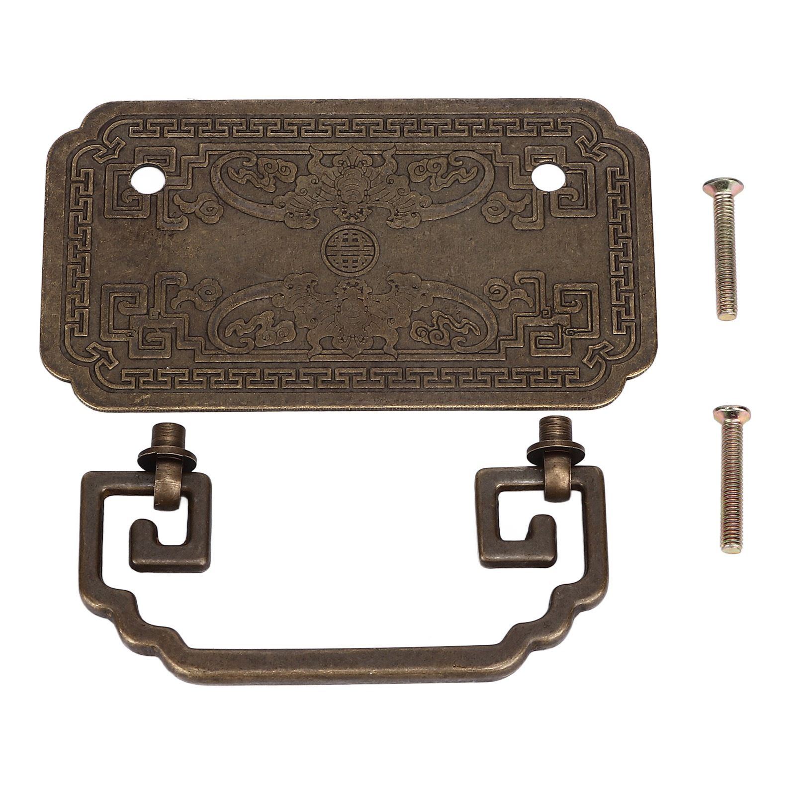 Antique Drawer Handle Tetragonal Bat Handle Antique Chinese Retro Style Drawer Pulls with 2 Screws for Cabinet Doors Bronze - Image 7