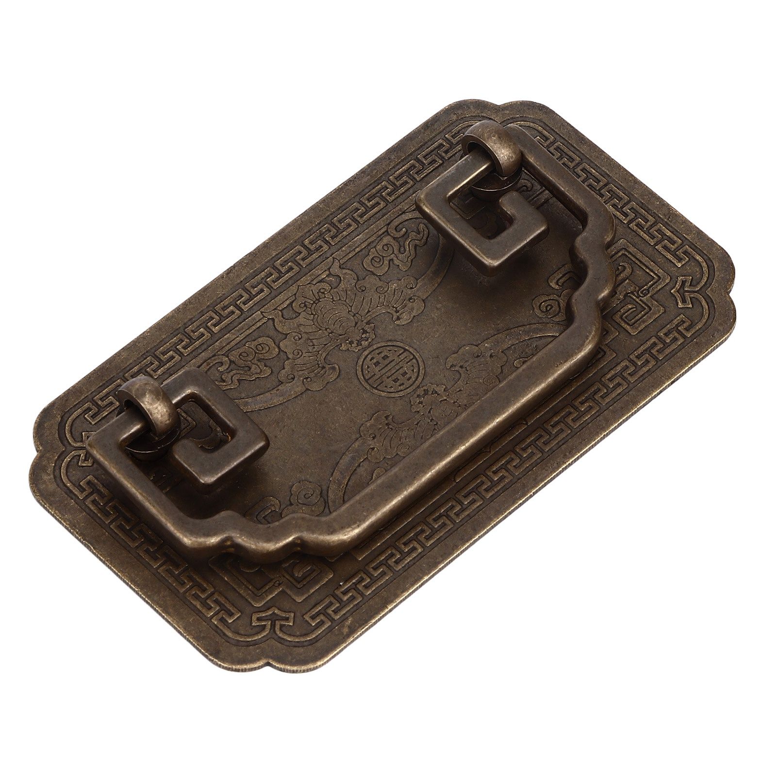 Antique Drawer Handle Tetragonal Bat Handle Antique Chinese Retro Style Drawer Pulls with 2 Screws for Cabinet Doors Bronze - Image 8